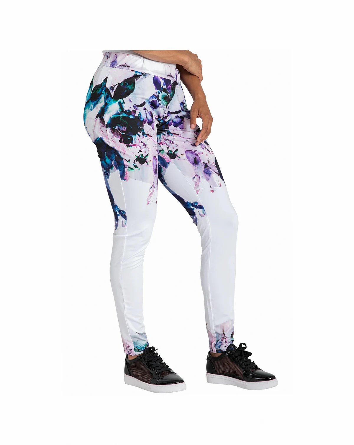 Women's Curvy Fit Active Floral Print Poly Tricot Legging