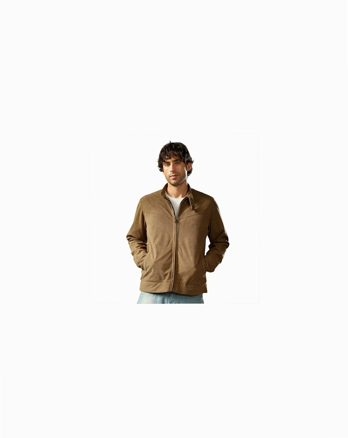 Men's Coffee Brown Corduroy Rider Jacket