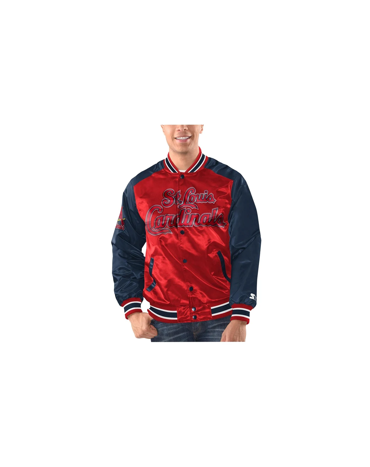 Men's Red, Navy St. Louis Cardinals Varsity Satin Full-Snap Jacket