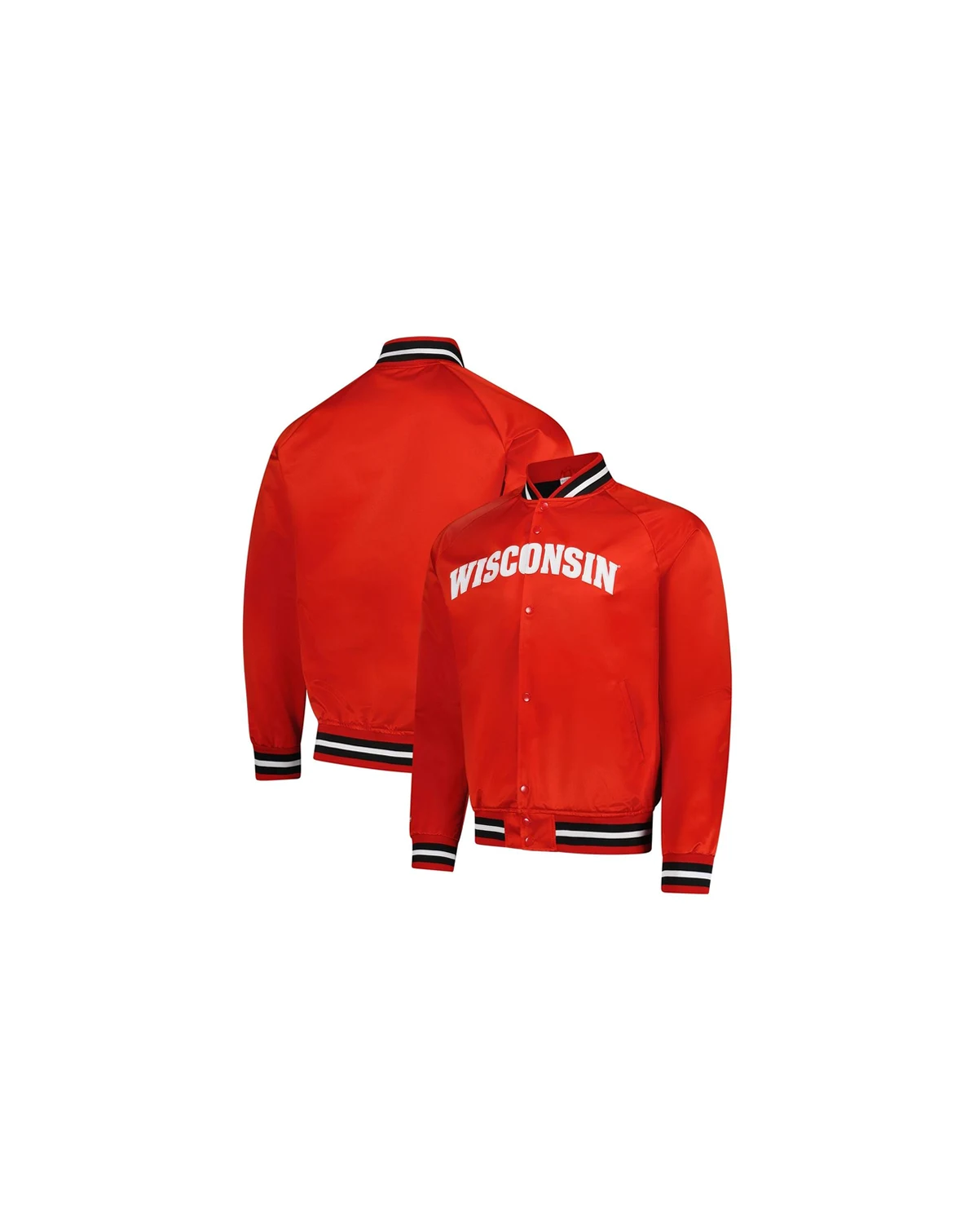 Men's Red Wisconsin Badgers Lightweight Satin Raglan Full-Snap Jacket