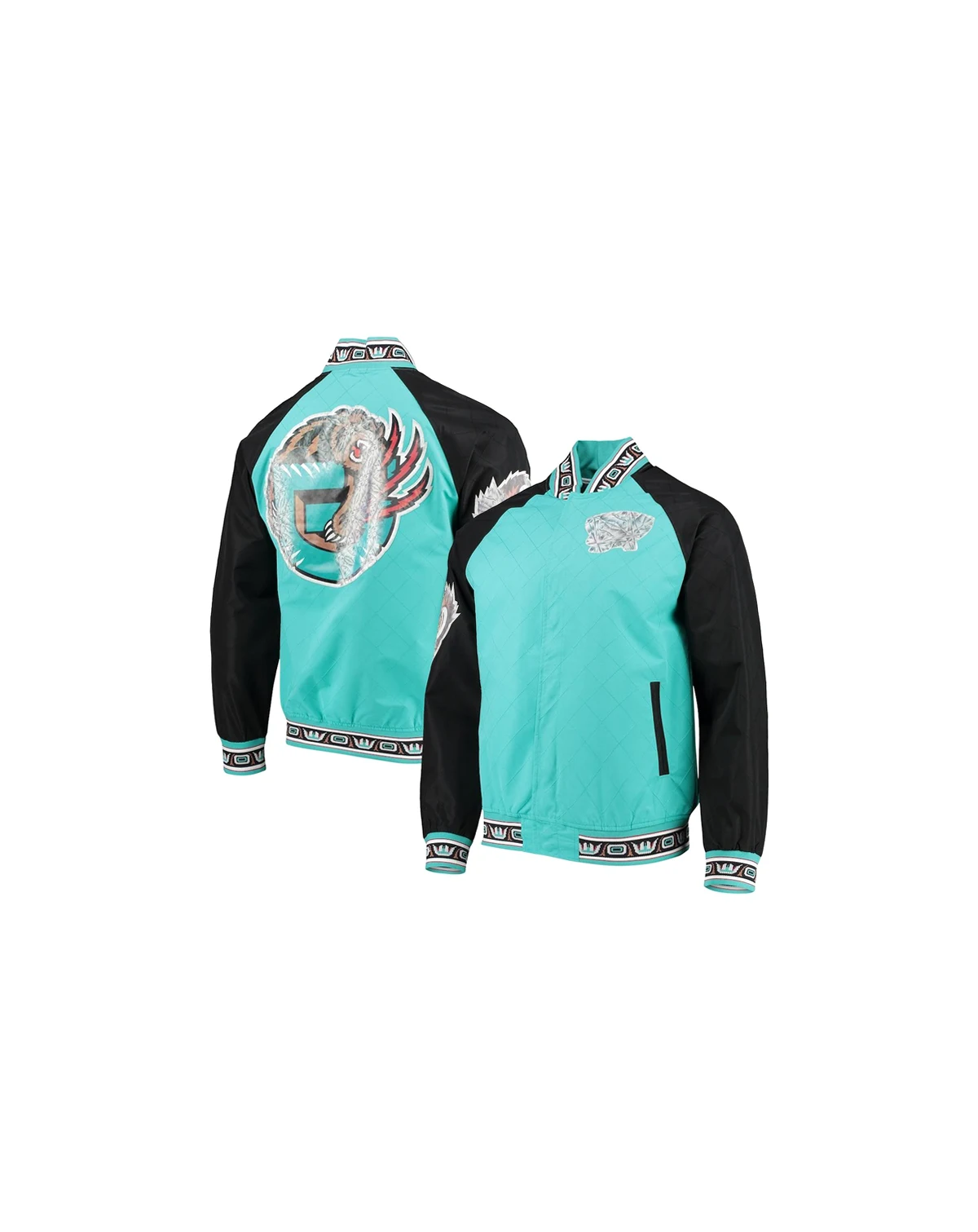 Men's Vancouver Grizzlies Turquoise Hardwood Classics 75th Anniversary Authentic Warmup Full-Snap Jacket