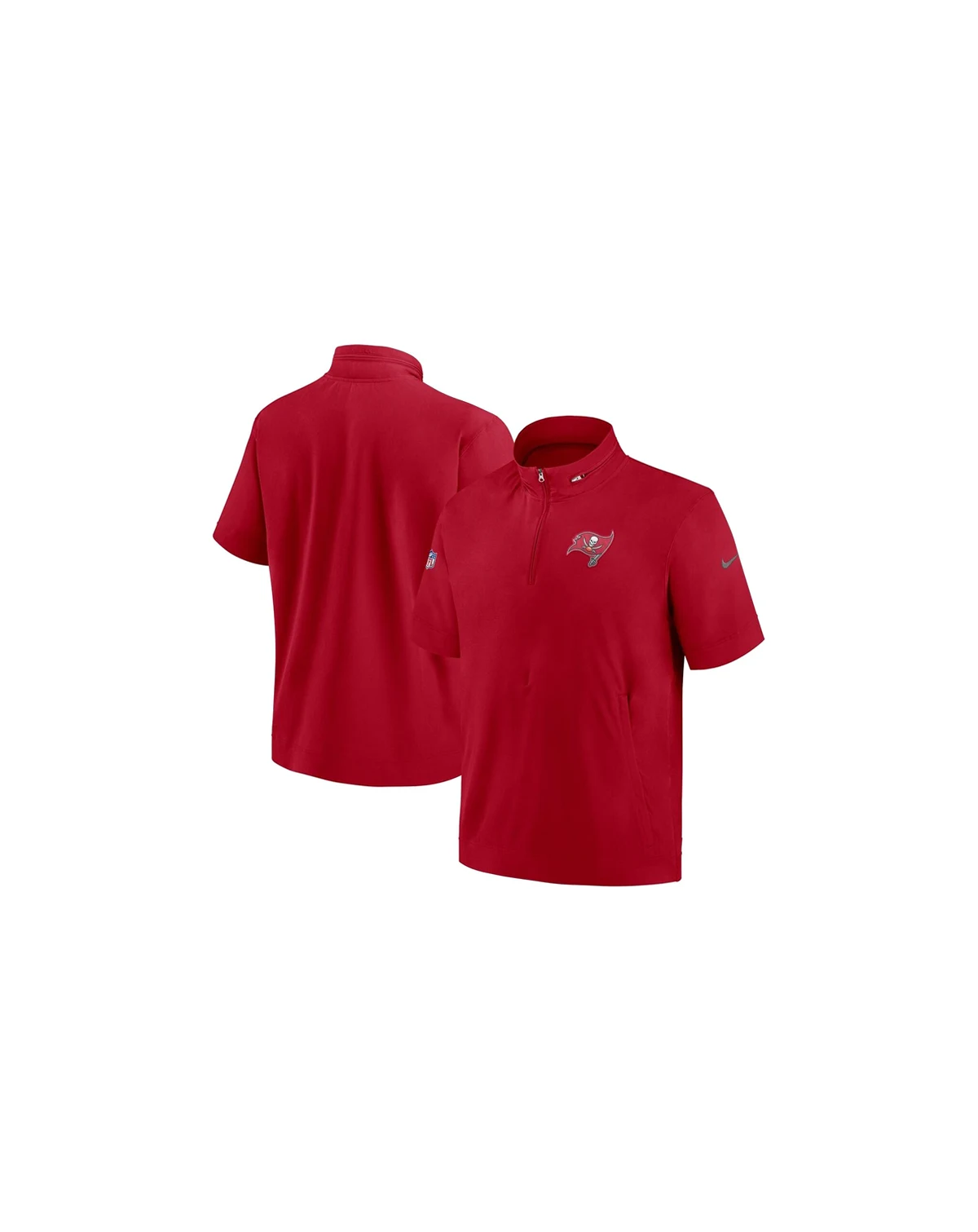 Men's Red Tampa Bay Buccaneers Sideline Coach Short Sleeve Hoodie Quarter-Zip Jacket