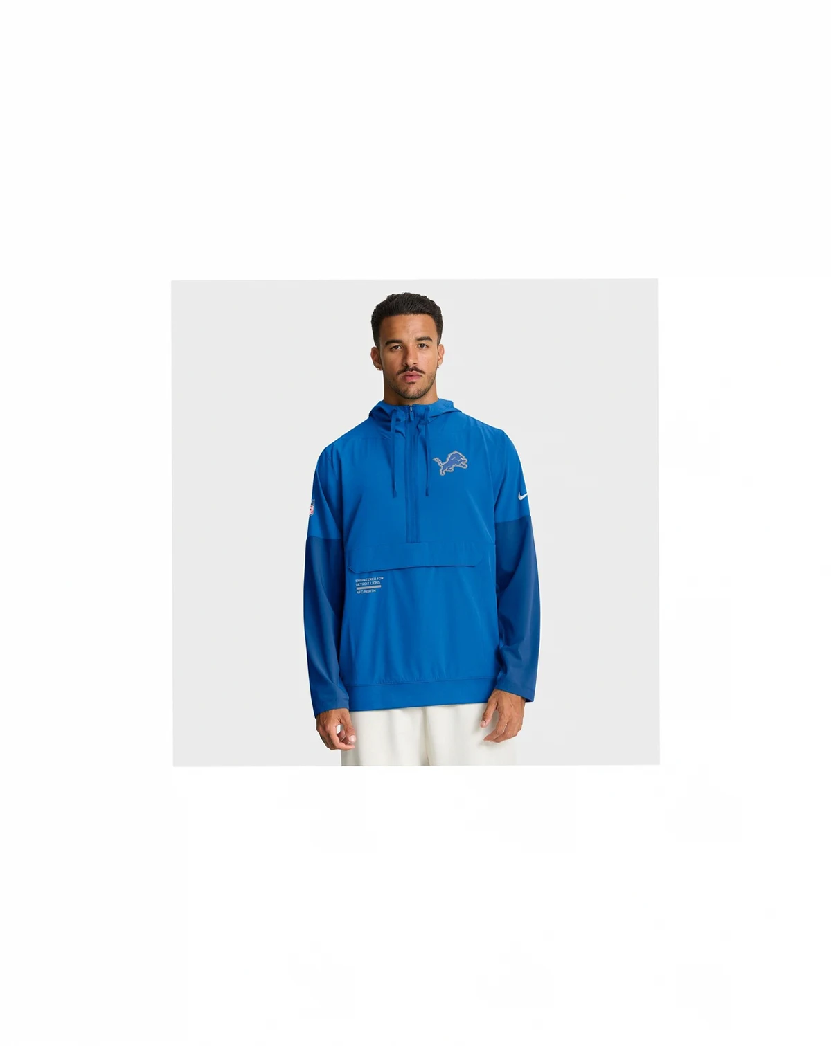 Men's Blue Detroit Lions Sideline Anorak Half-Zip Hoodie Jacket