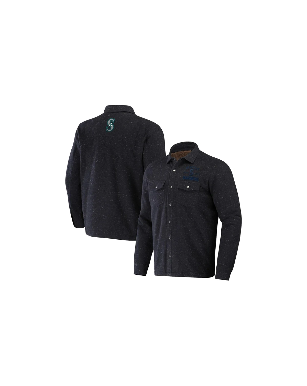 Men's Darius Rucker Collection by Black Seattle Mariners Ringstop Full-Snap Shacket