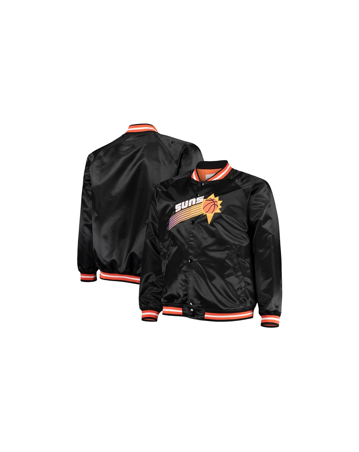 Men's Black Phoenix Suns Big and Tall Hardwood Classics Raglan Satin Full-Snap Jacket