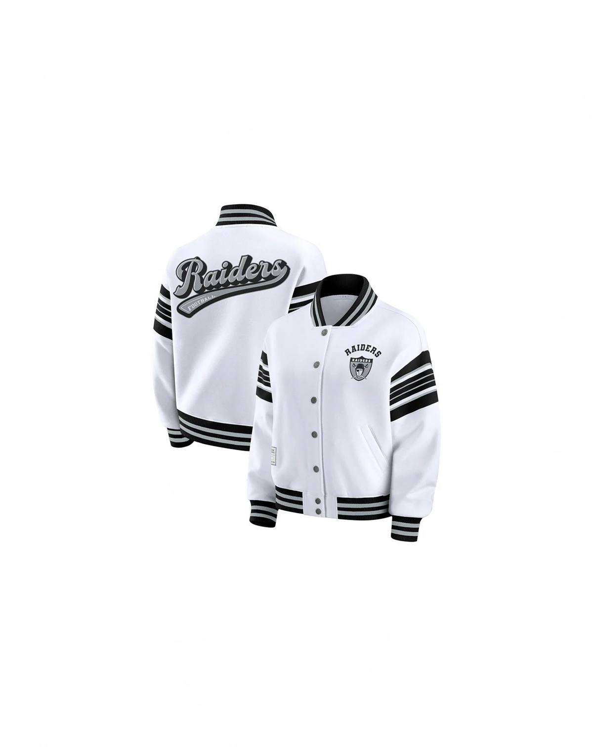 Women's White Las Vegas Raiders Plus Size Full-Snap Fleece Sweatshirt Jacket