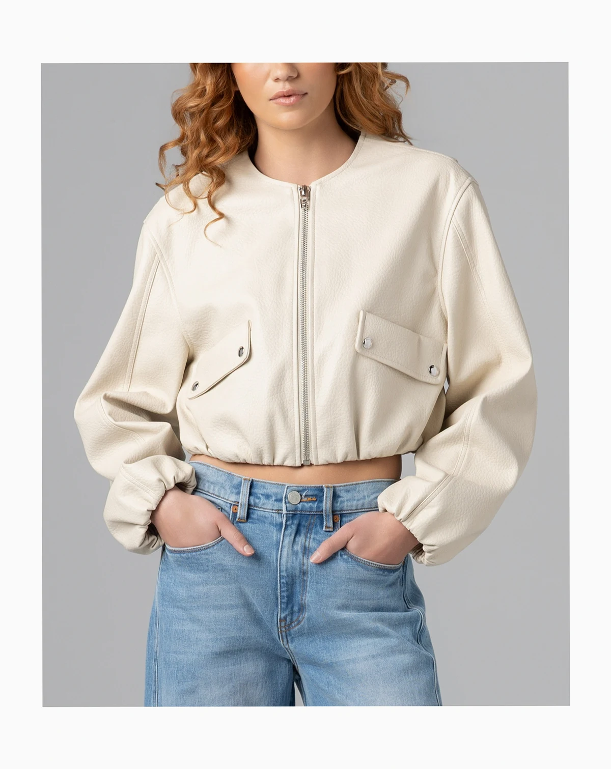 Women’s Collarless Bomber Jacket