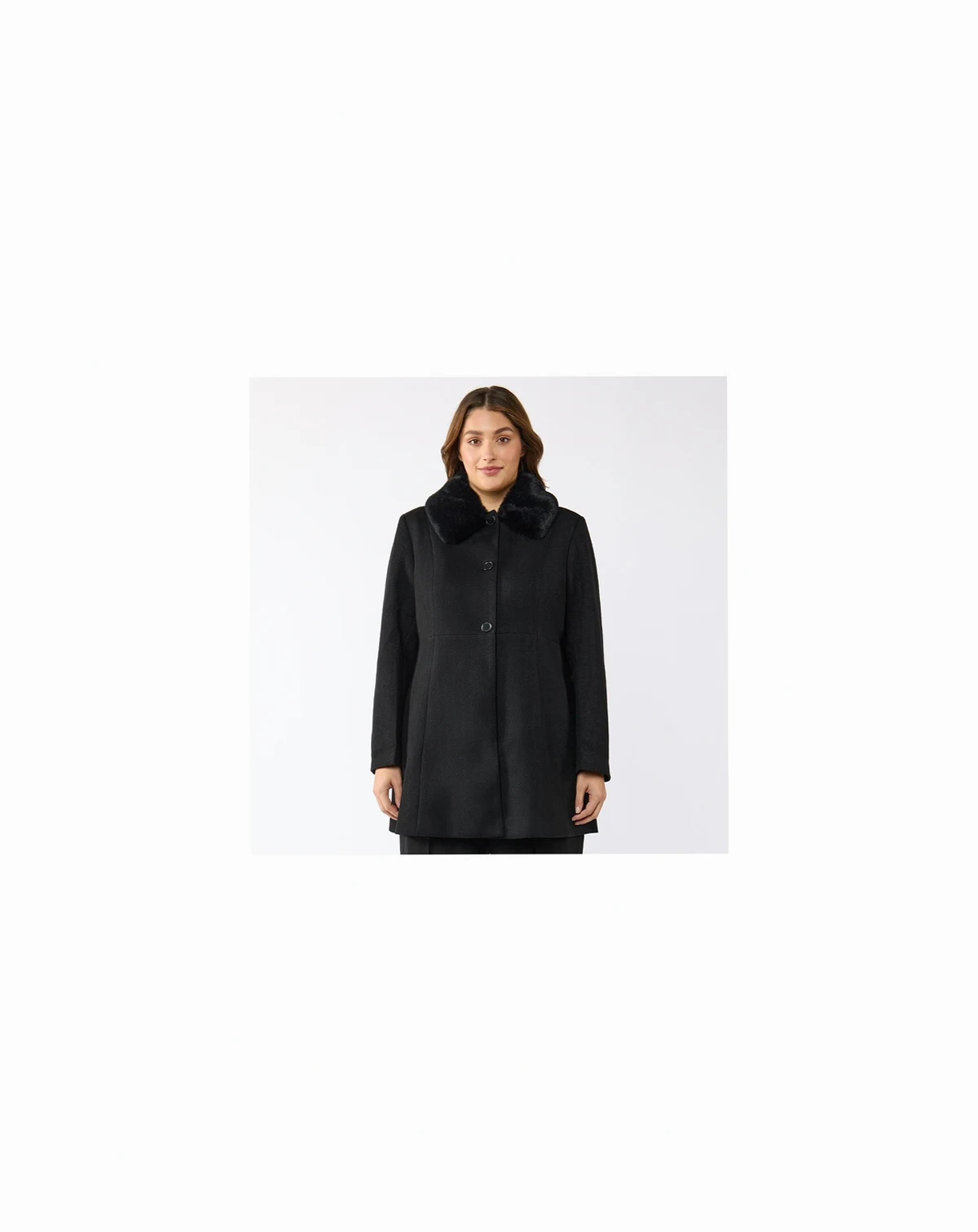 Plus Size Darlington Black Faux Fur Collared Coat