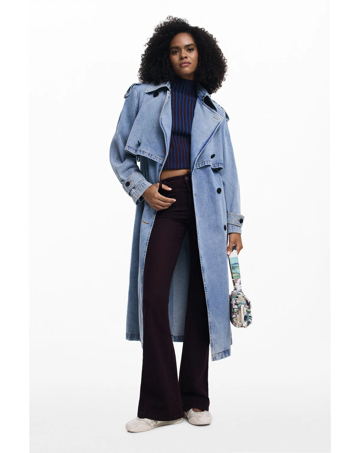 Women's Denim trench coat with belt