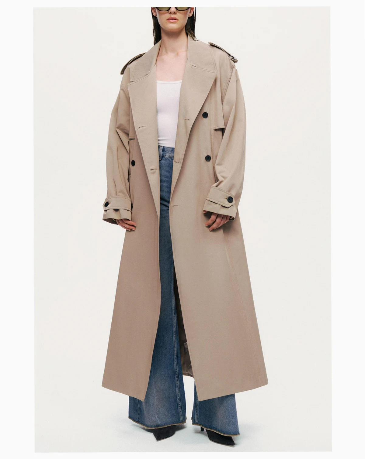 Women's Oversized Double-Breasted Trench Coat