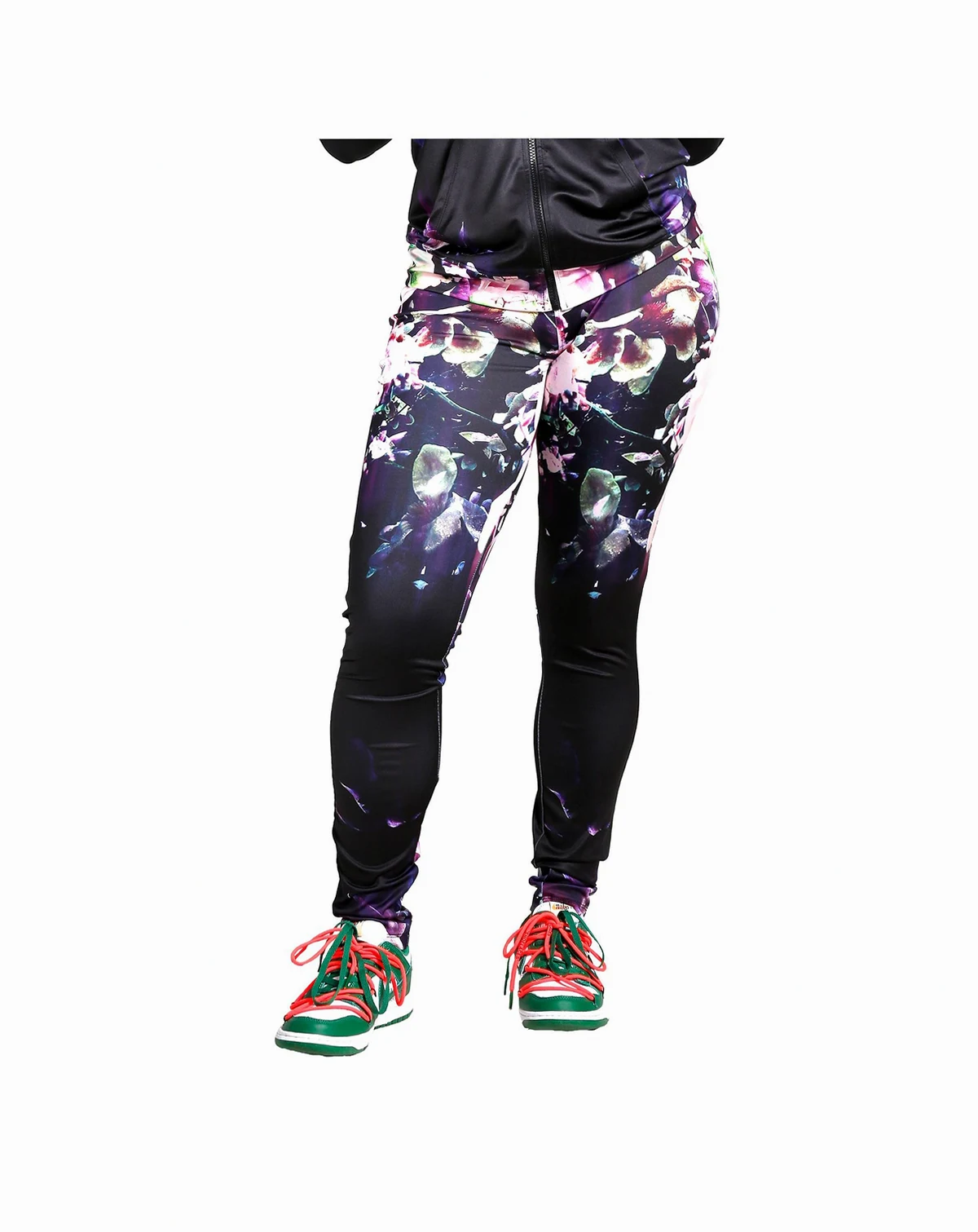 Women's Curvy Fit Active Floral Print Poly Tricot Leggings
