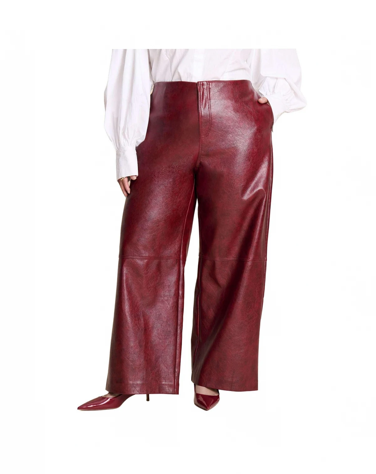 Women's Textured Faux Leather Wide Leg Pant