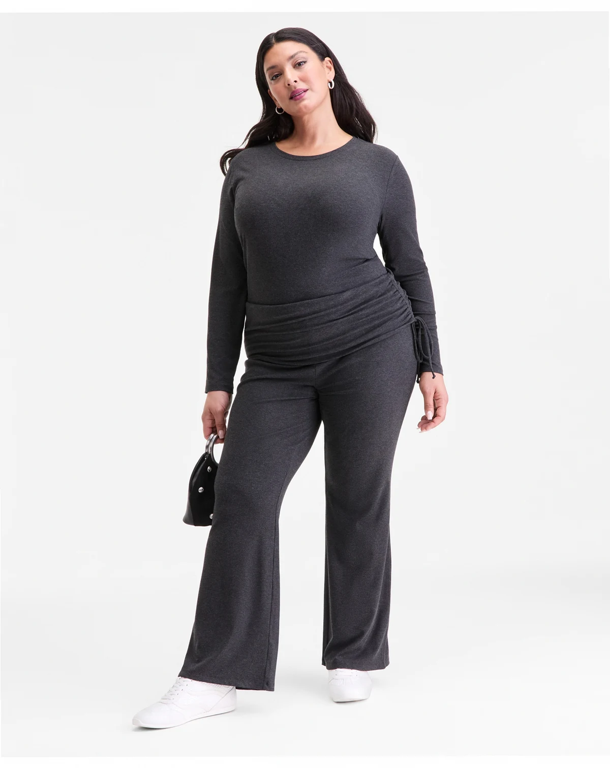 Plus Size Ribbed Foldover Drawstring Pants, Macy's Exclusive