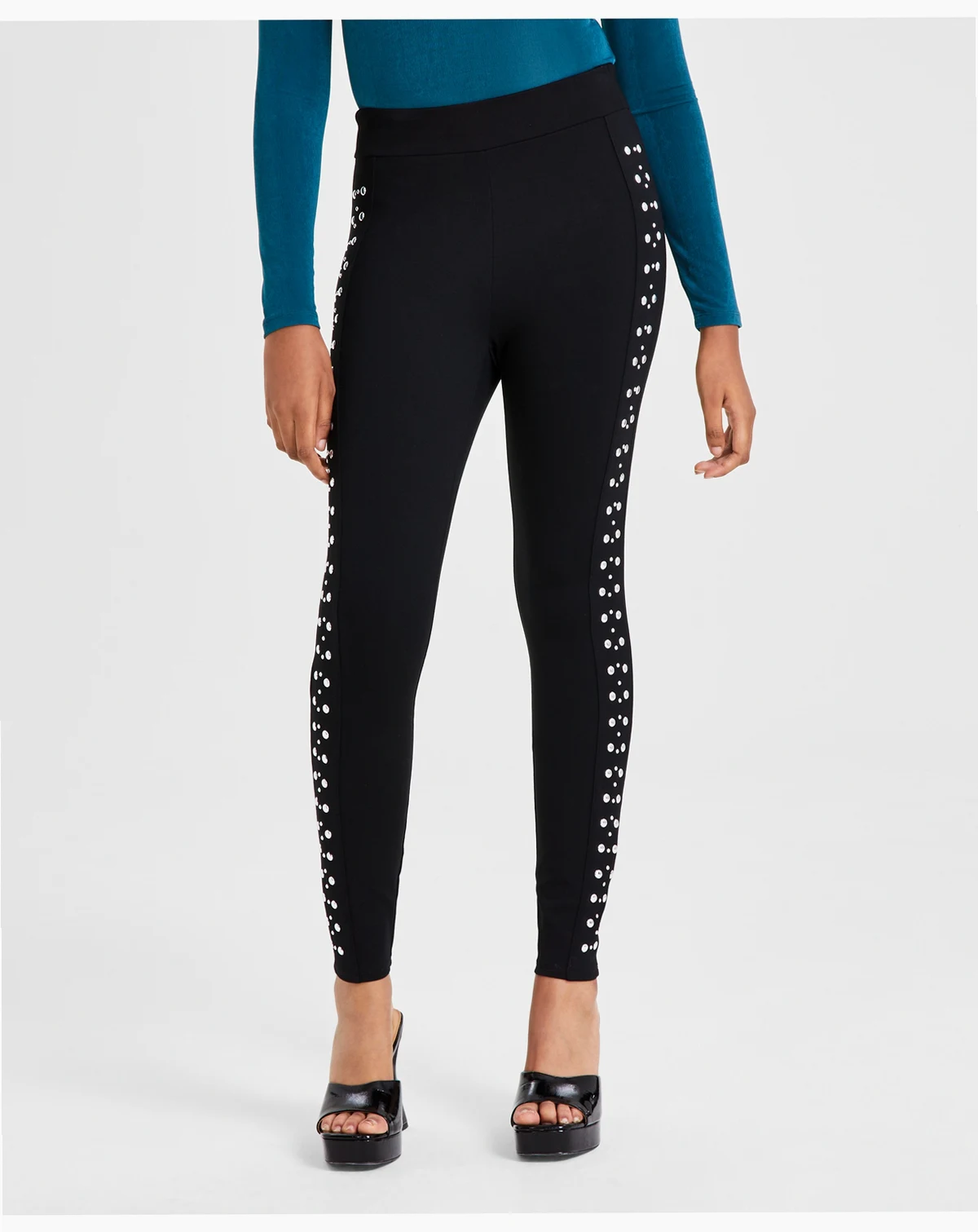 Women's Three-Row Studded Ponté-Knit Leggings, Created for Macy's