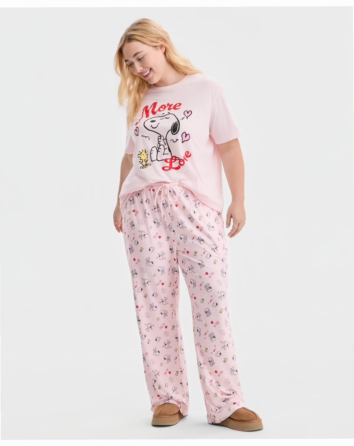 Trendy Plus Size Snoopy Valentine Printed Drawstring Pants