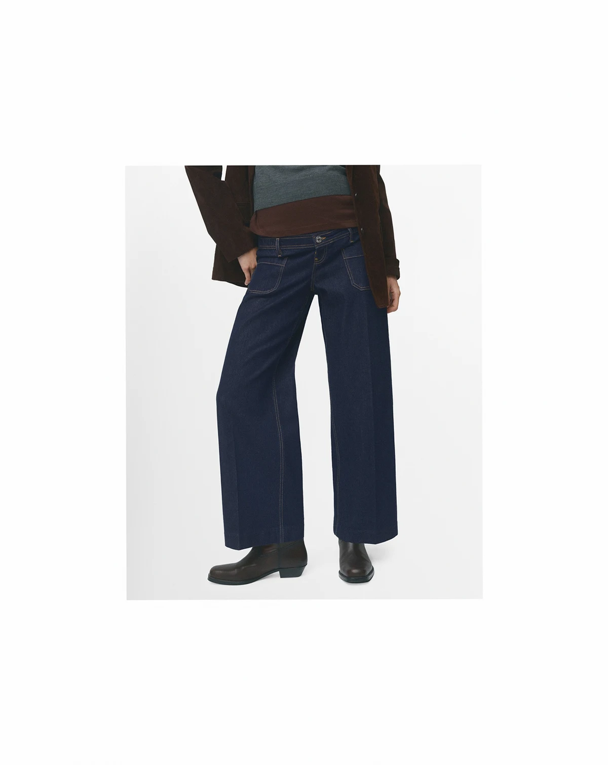 Women's Pockets Wide Leg Maternity Jeans