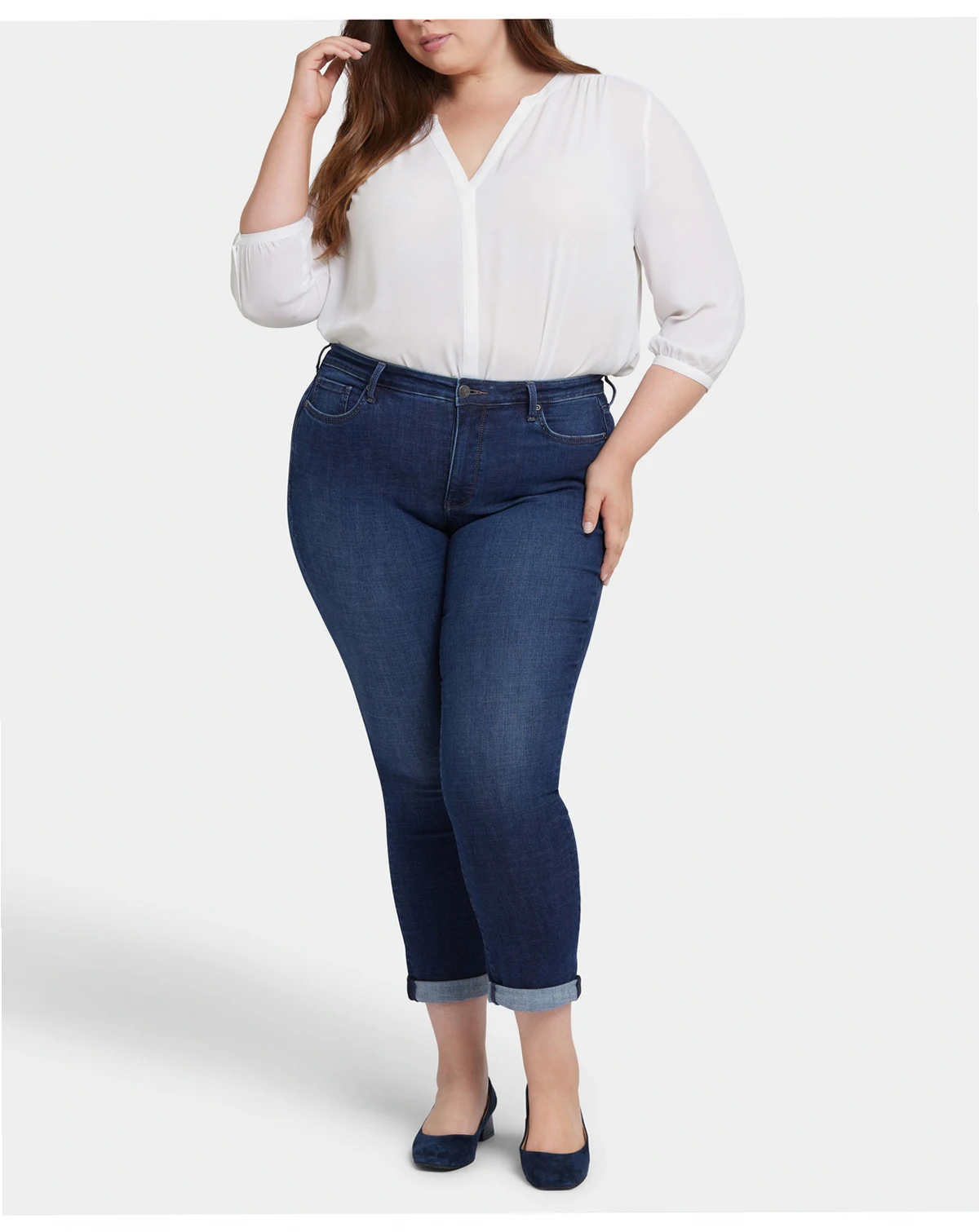 Plus Size Sheri Slim Ankle Roll Cuff Jeans