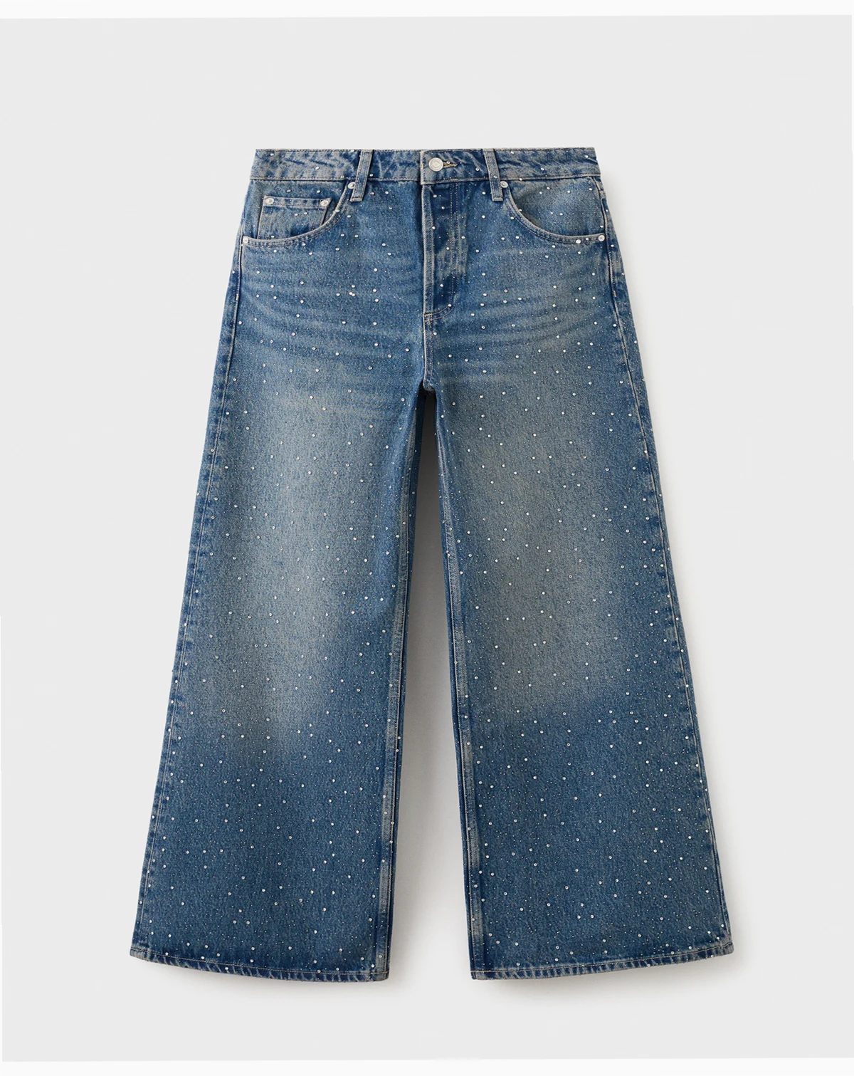 Women's Rhinestones Wide Leg Jeans