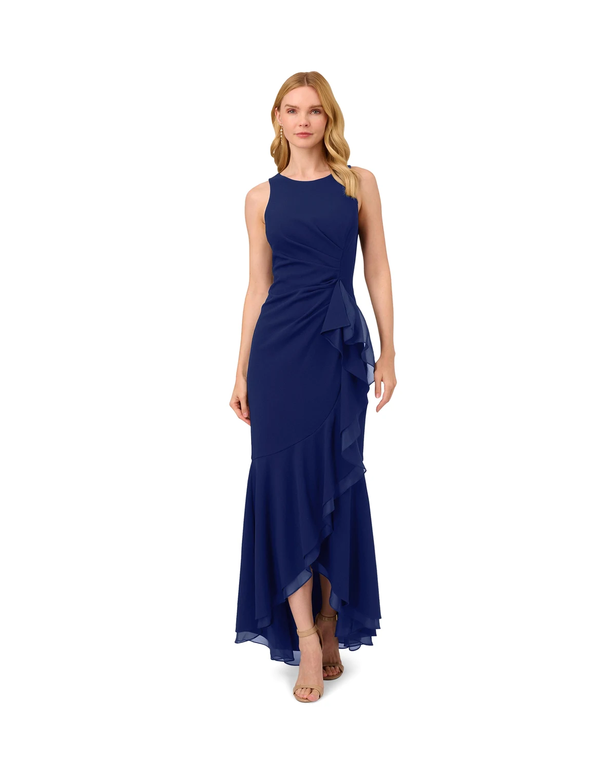 Women's Sleeveless Ruffled High-Low Gown