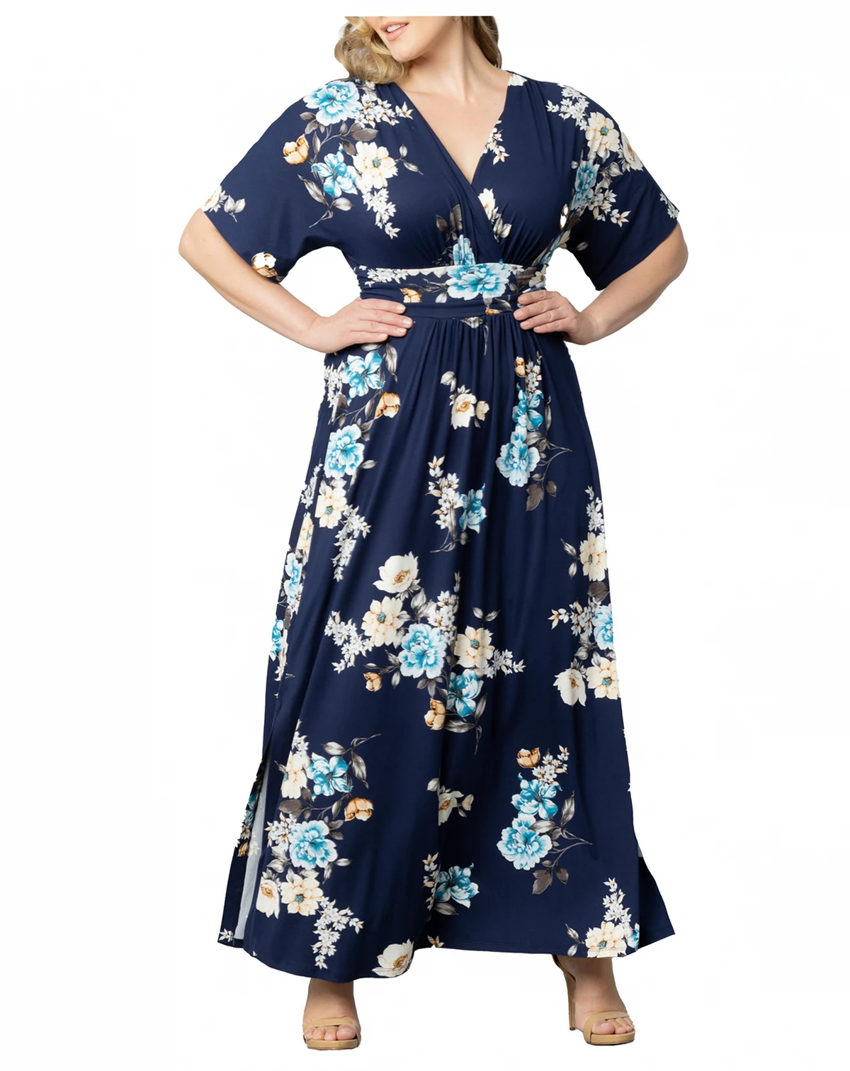 Women's Plus Size Vienna Kimono Sleeve Long Maxi Dress