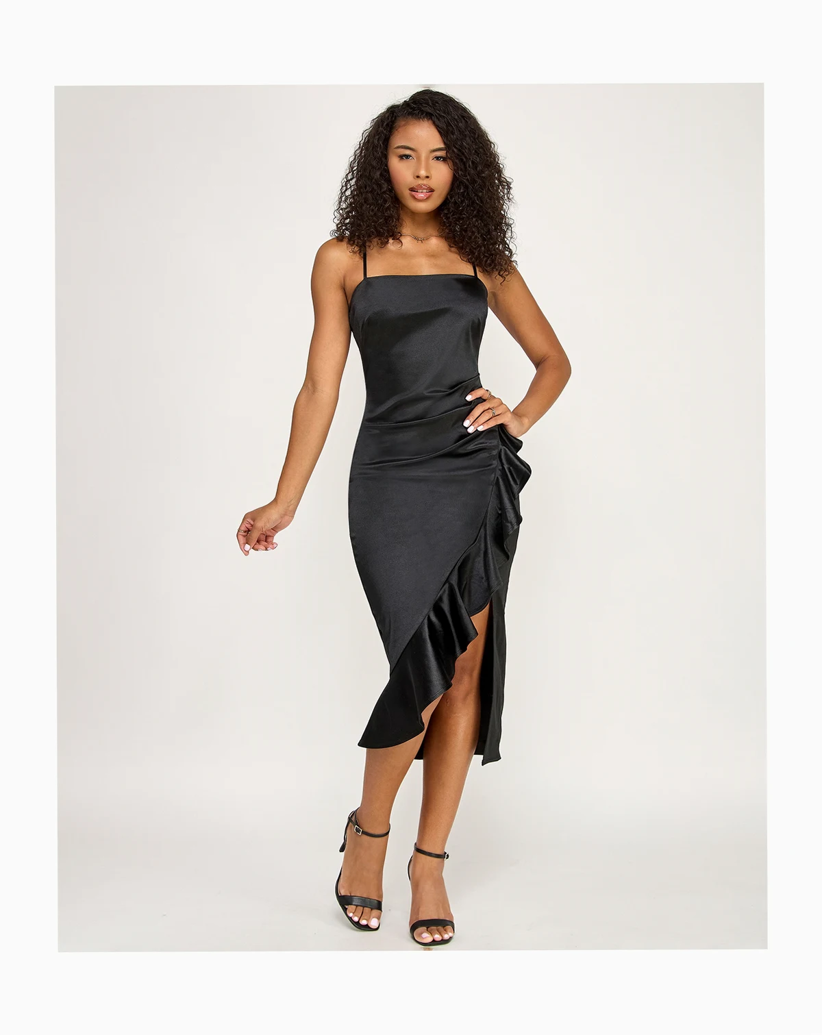 Juniors' Ruffled Side-Pleated Dress
