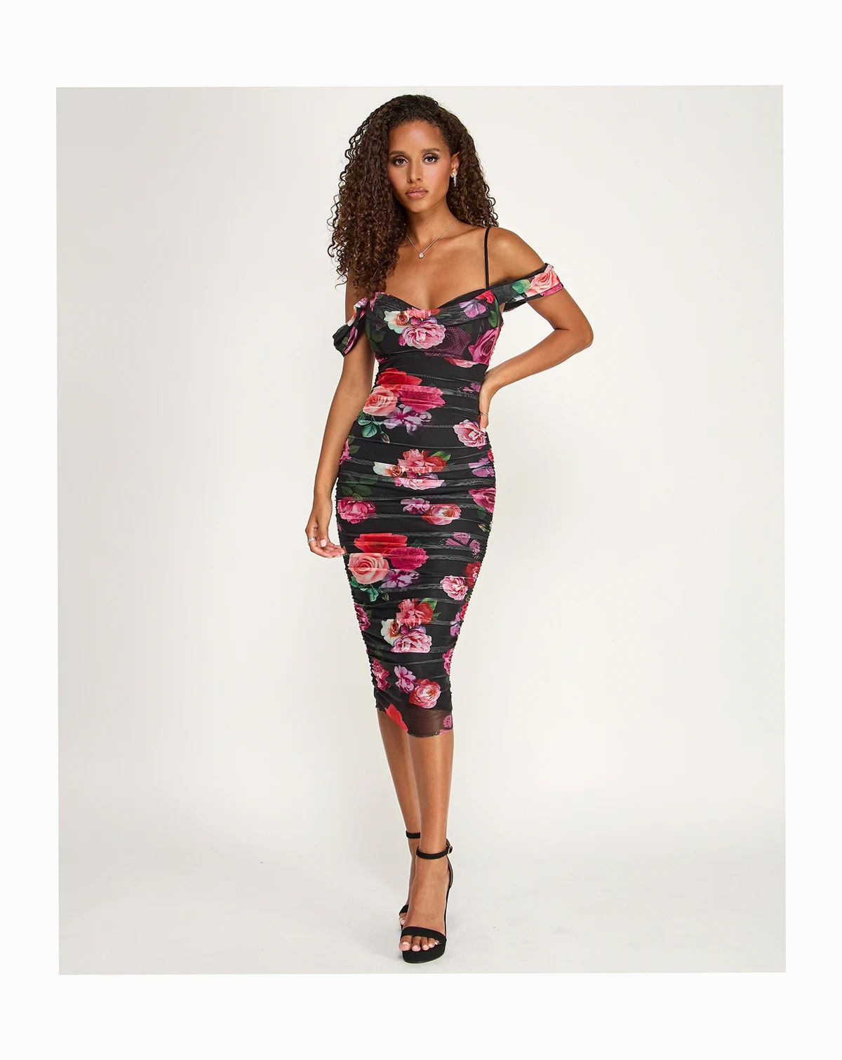 Juniors' Sweetheart Neckline Off-The-Shoulder Midi Dress