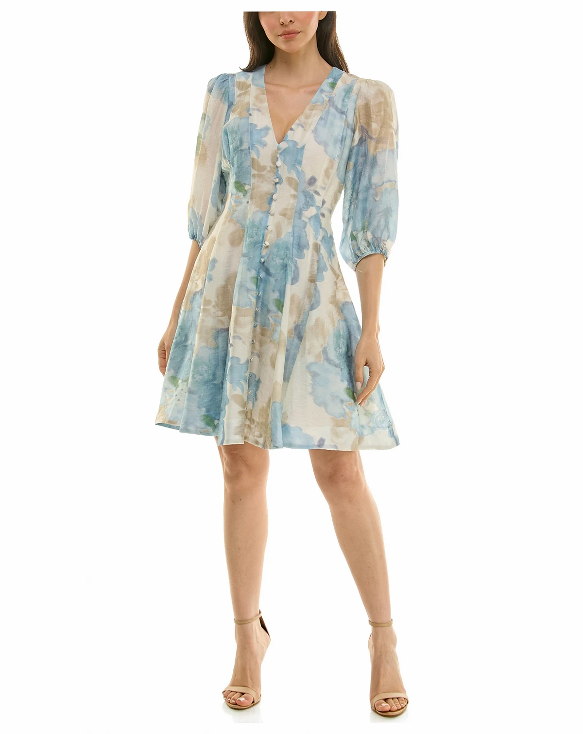 Women's V-Neck Floral A-Line Dress