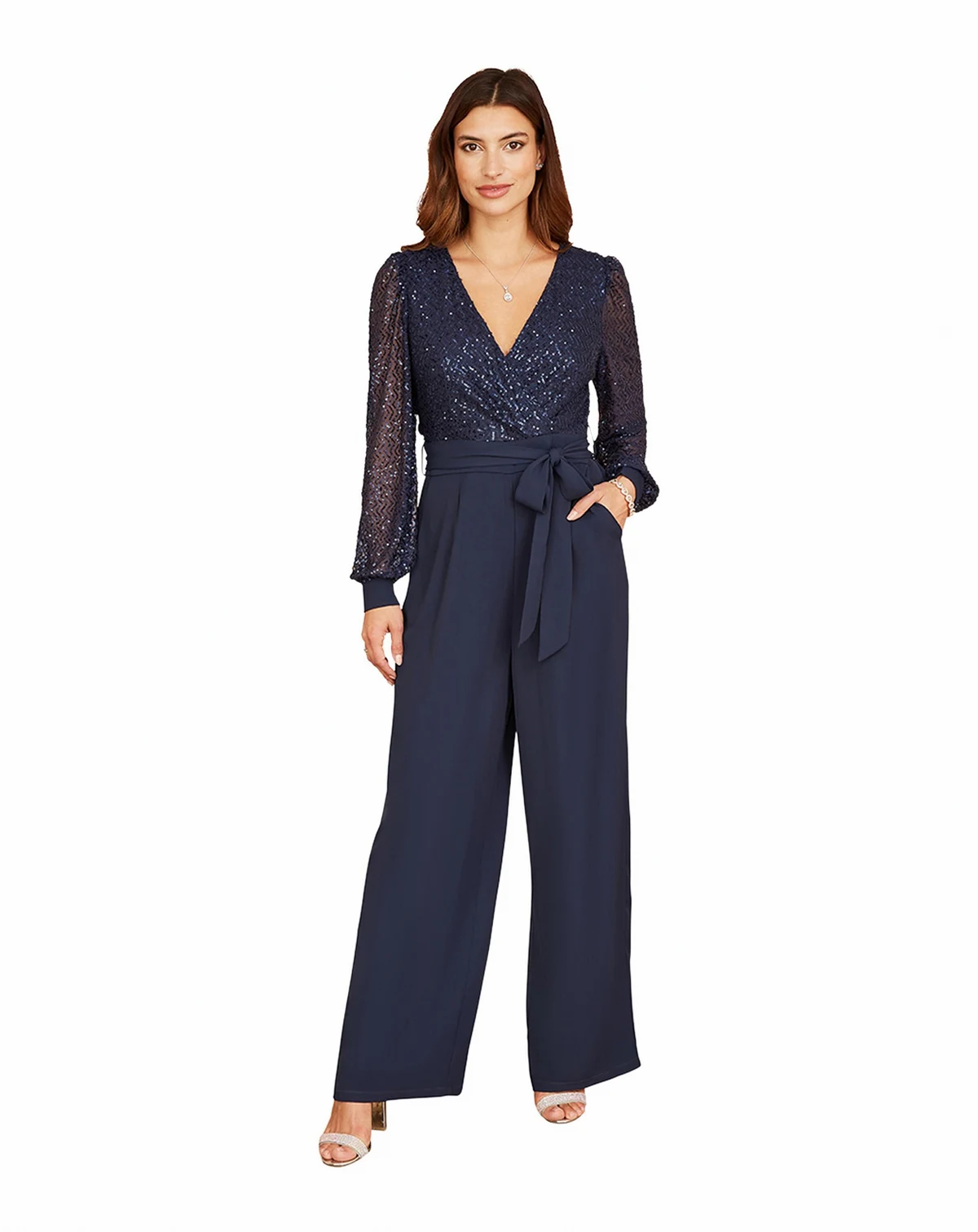 Women's Long Sleeved Sequin Jumpsuit