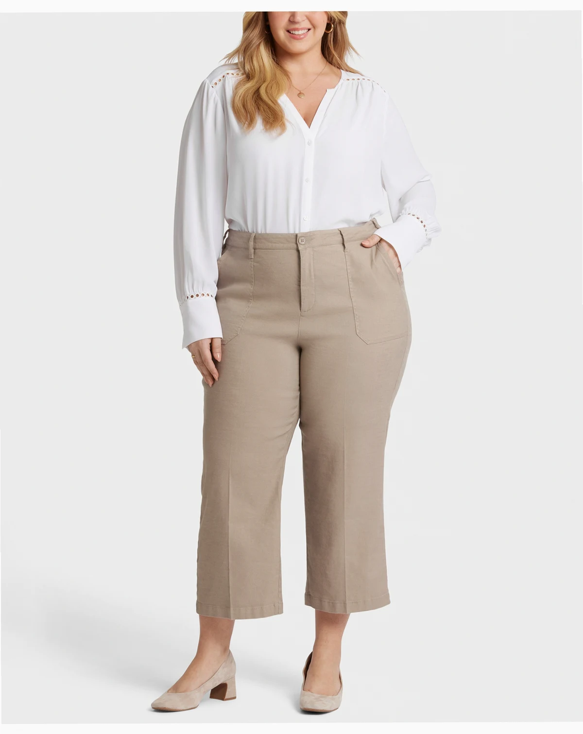 Plus Size Wide Leg Cargo Capri Pants