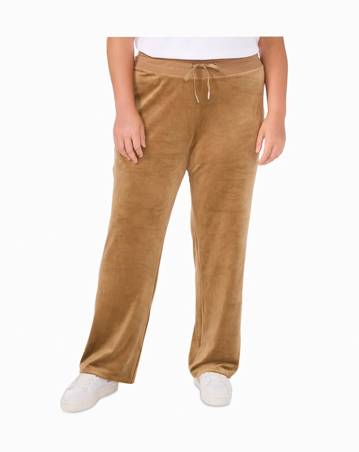 Plus Size Velour Drawstring-Waist Straight-Leg Pants, Created for Macy's