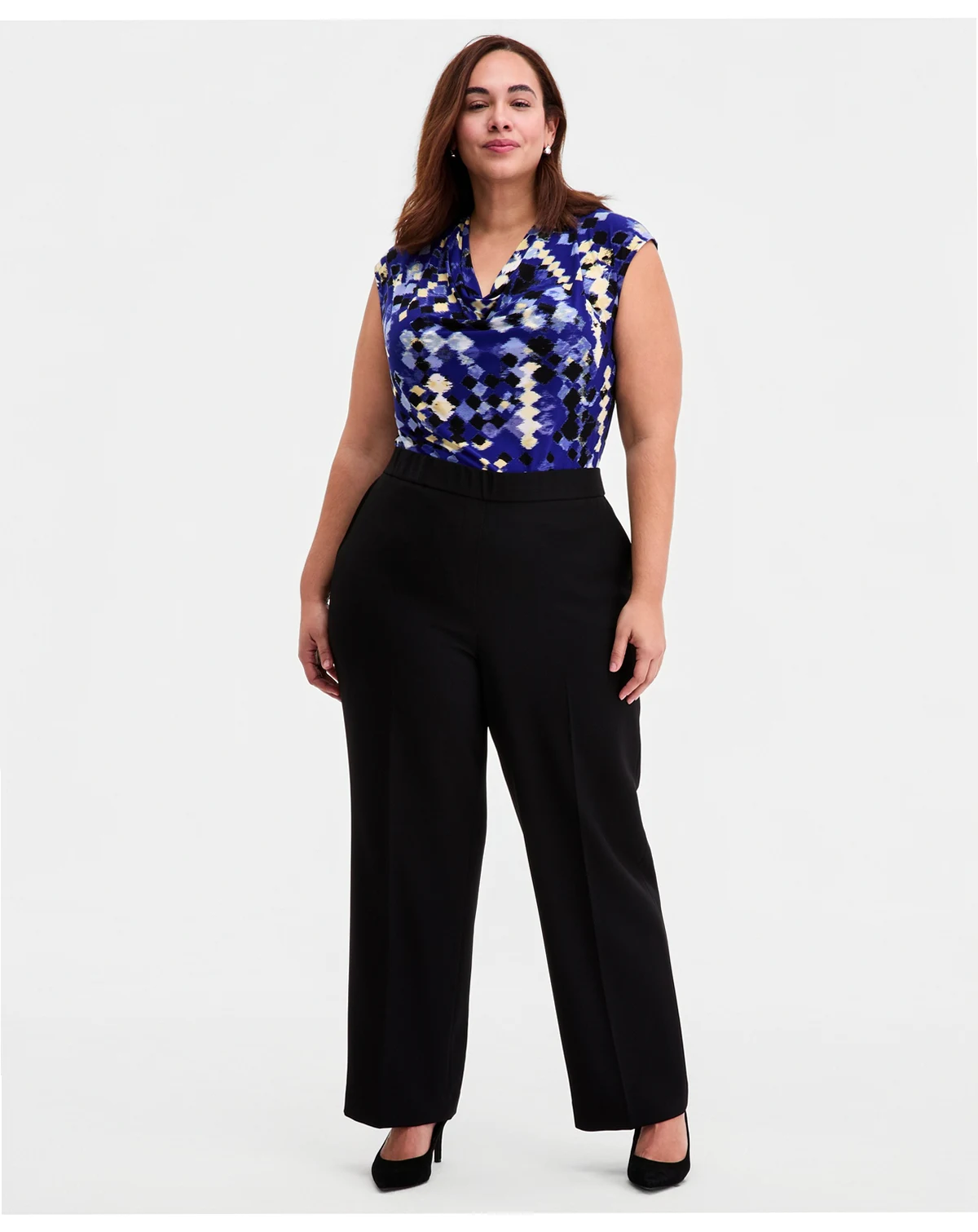 Plus Size Pull-On Straight-Leg Trousers