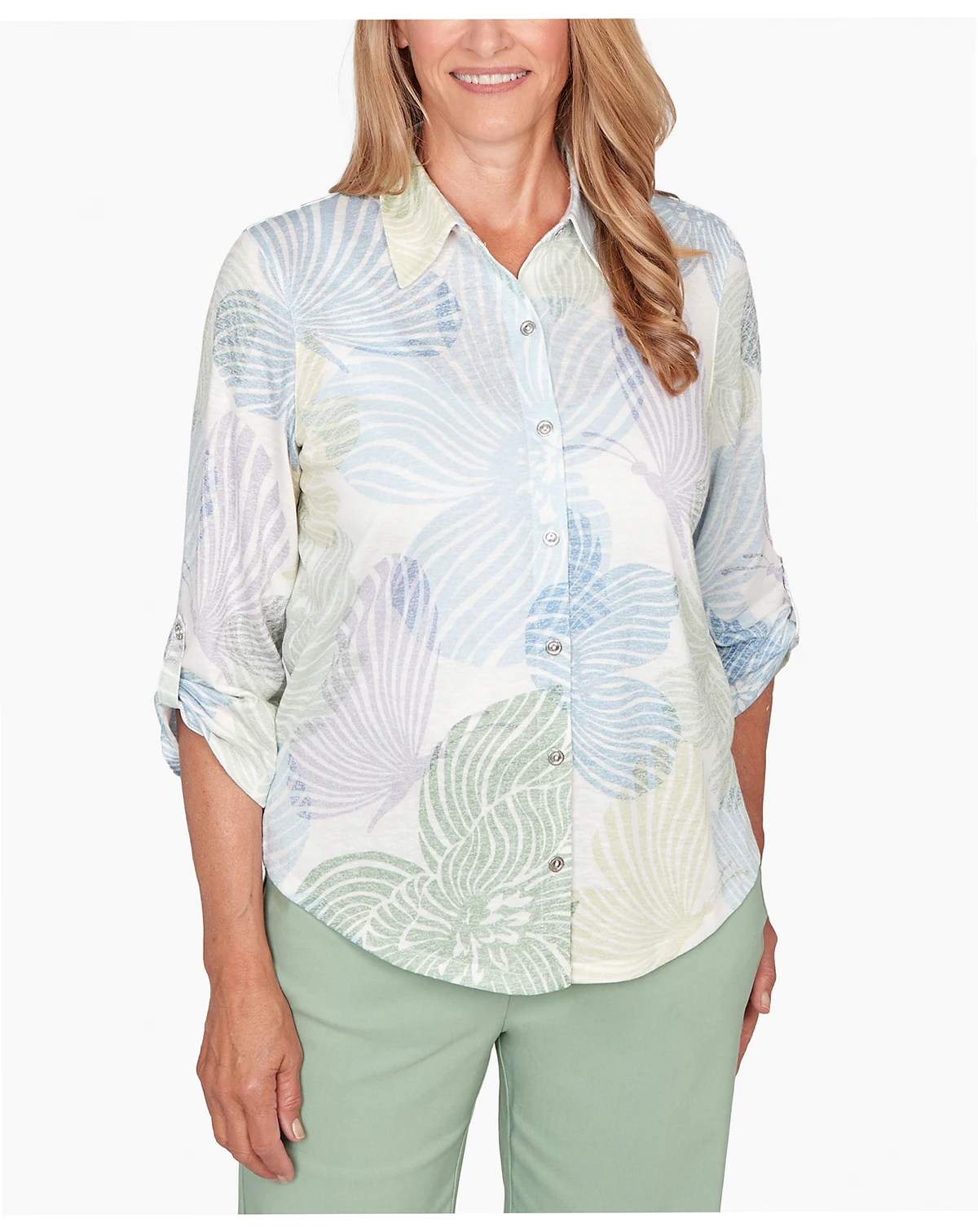 Women's St. Augustine Pastel Floral Print Button Down Shirt