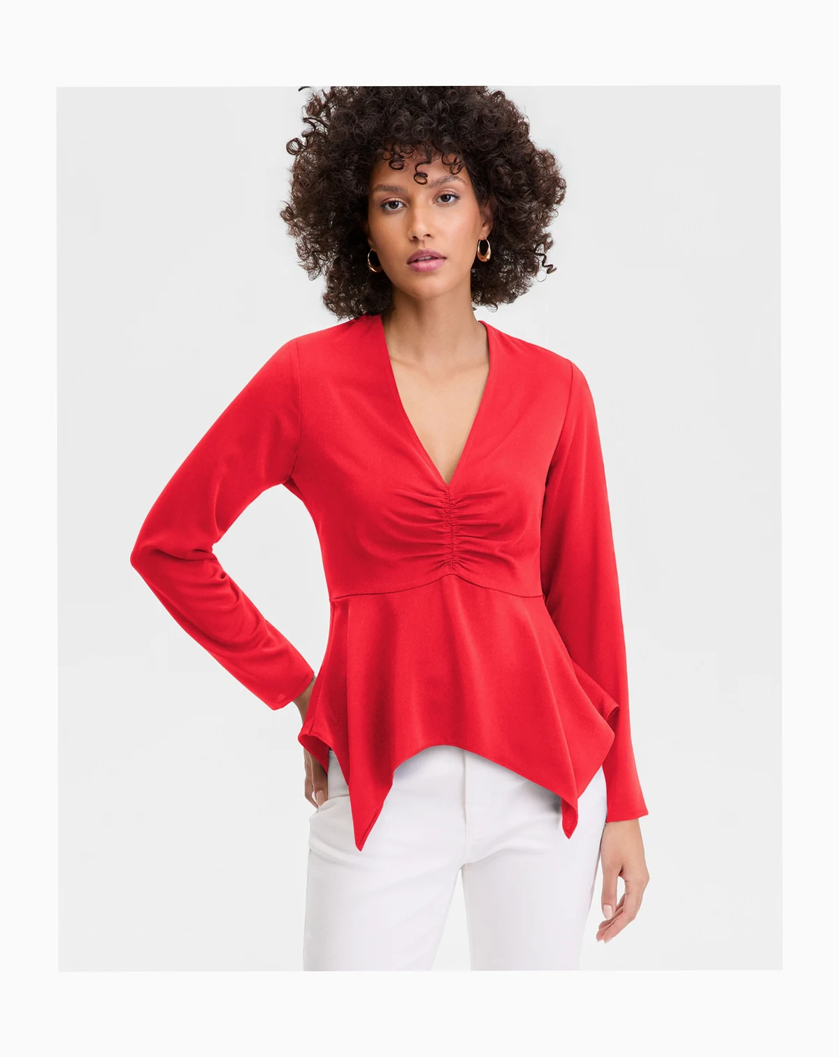 Women's Long-Sleeve Asymmetrical-Hem Top, Macy's Exclusive