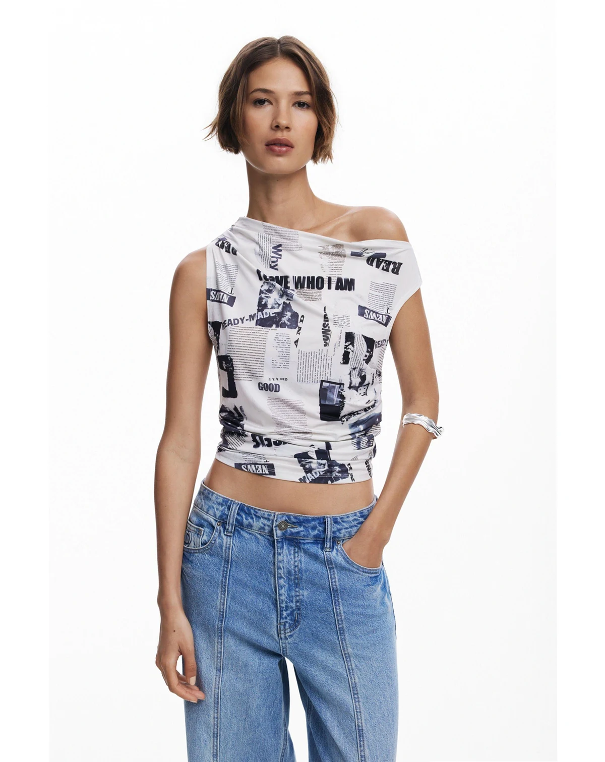 Women's Draped newspaper T-shirt