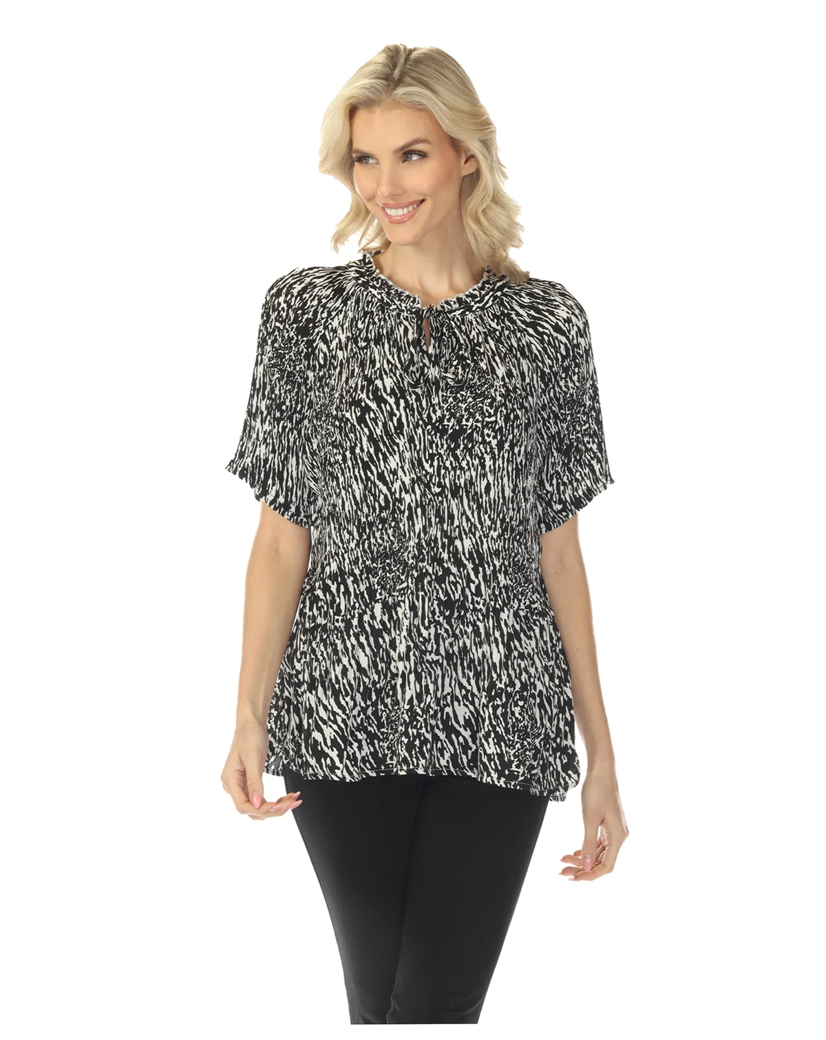 Women's Short Sleeve Printed Peplum Top
