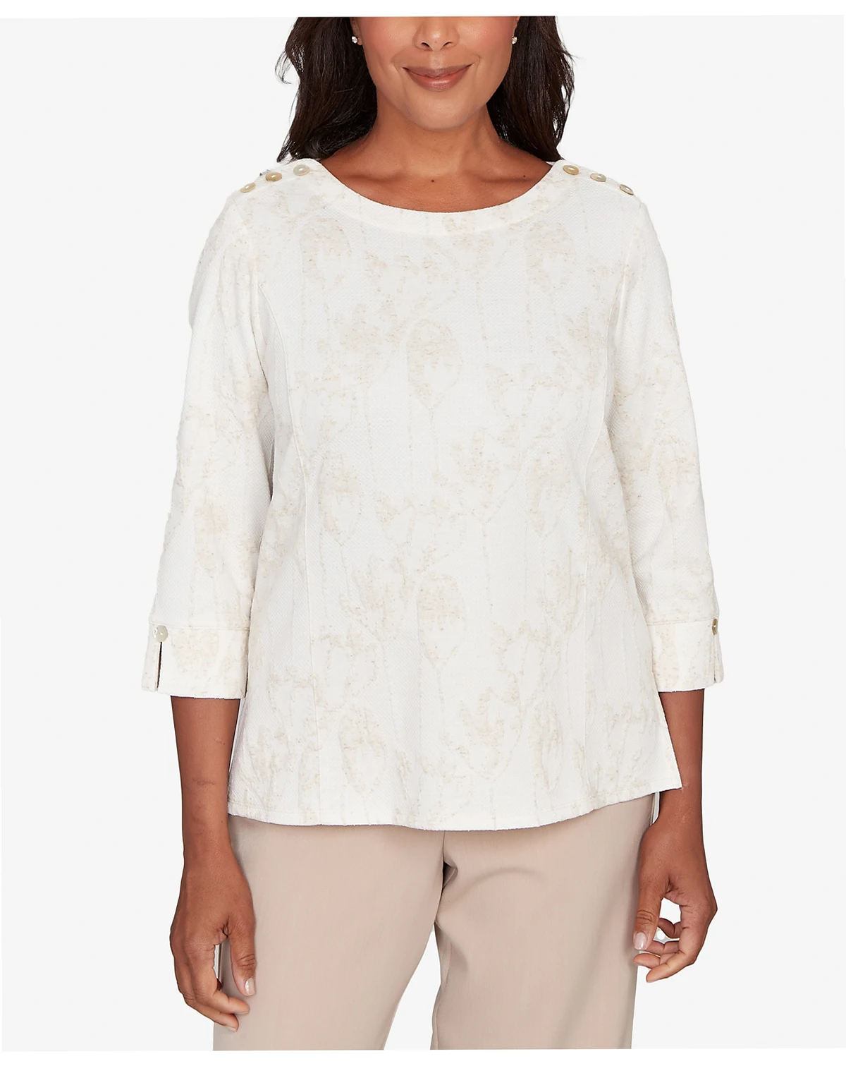 Women's Saratoga Springs Raised Texture Floral Design Knit Top
