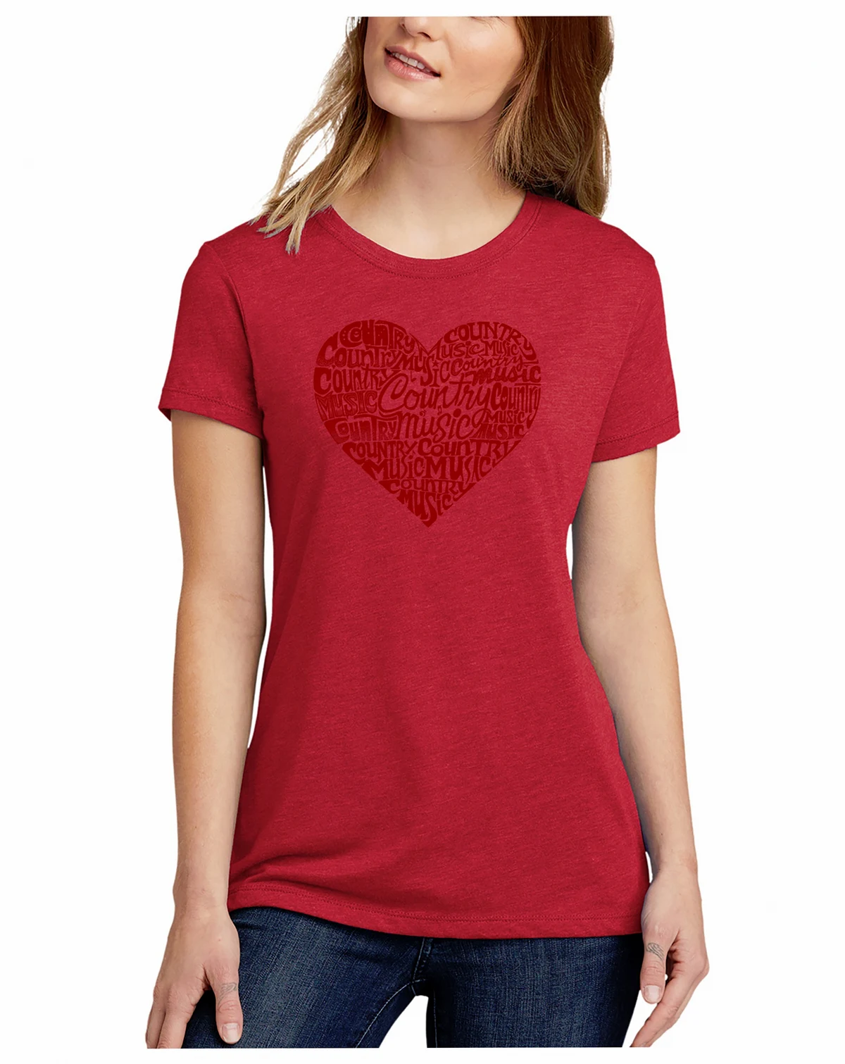 Women's Premium Blend Word Art Country Music Heart T-Shirt