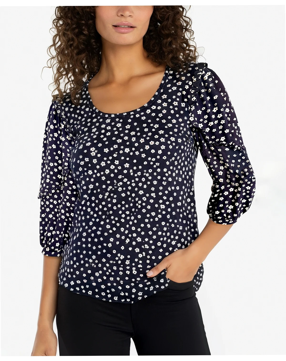 Women's Floral Print Scoop Neck Top