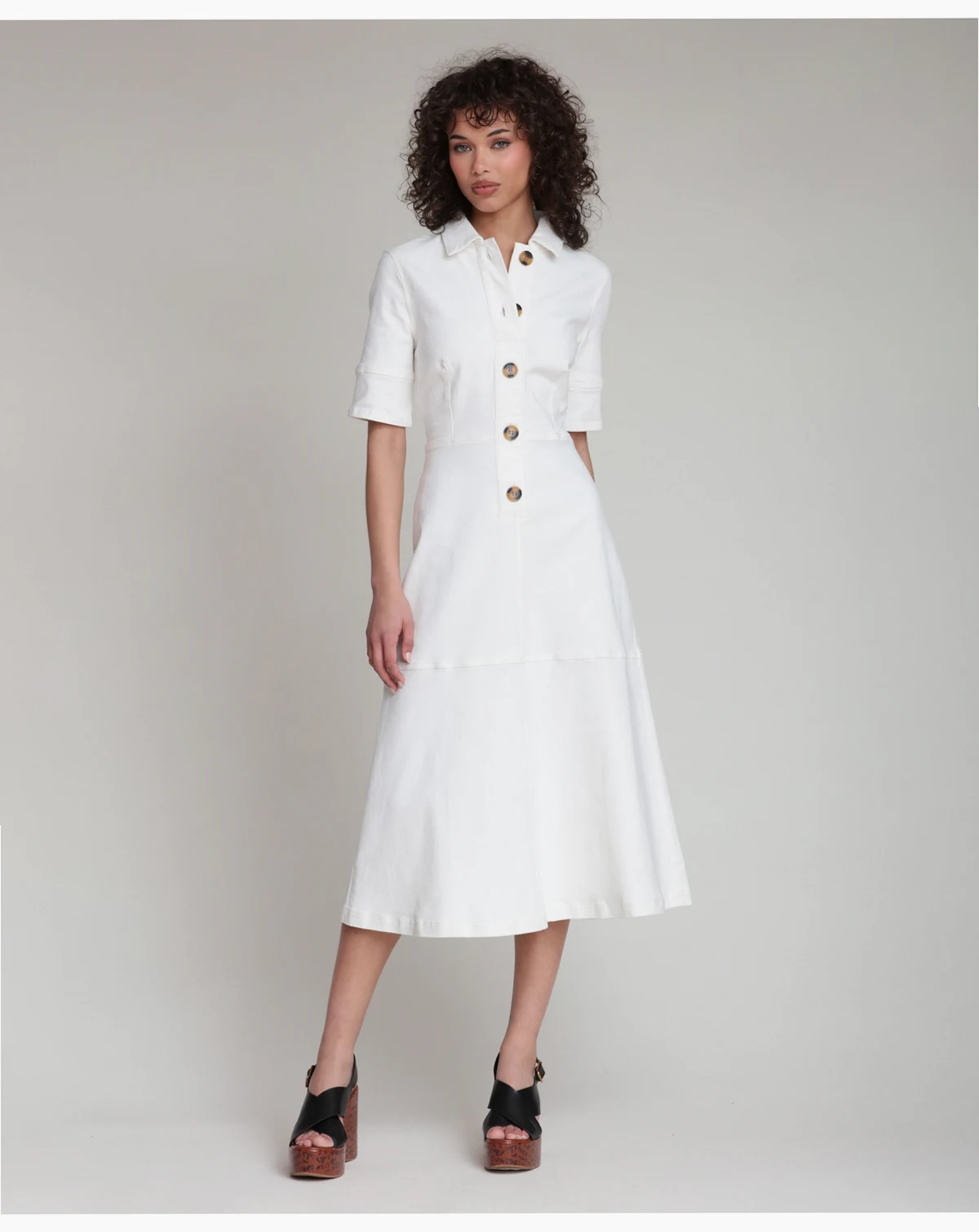 Women's Denim Midi Shirt Dress