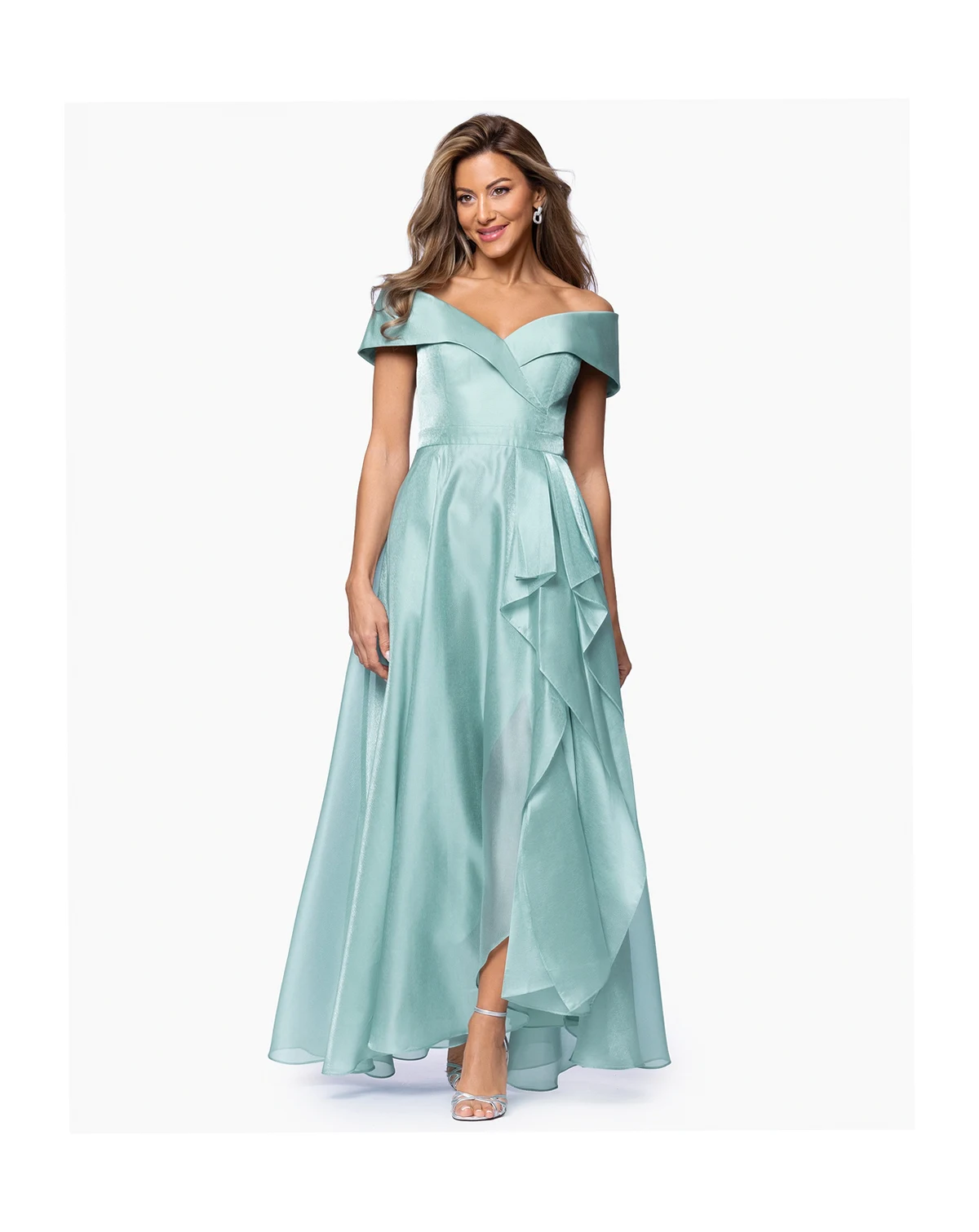Women's Sweetheart Neck Off-The-Shoulder Ruffle Long Dress