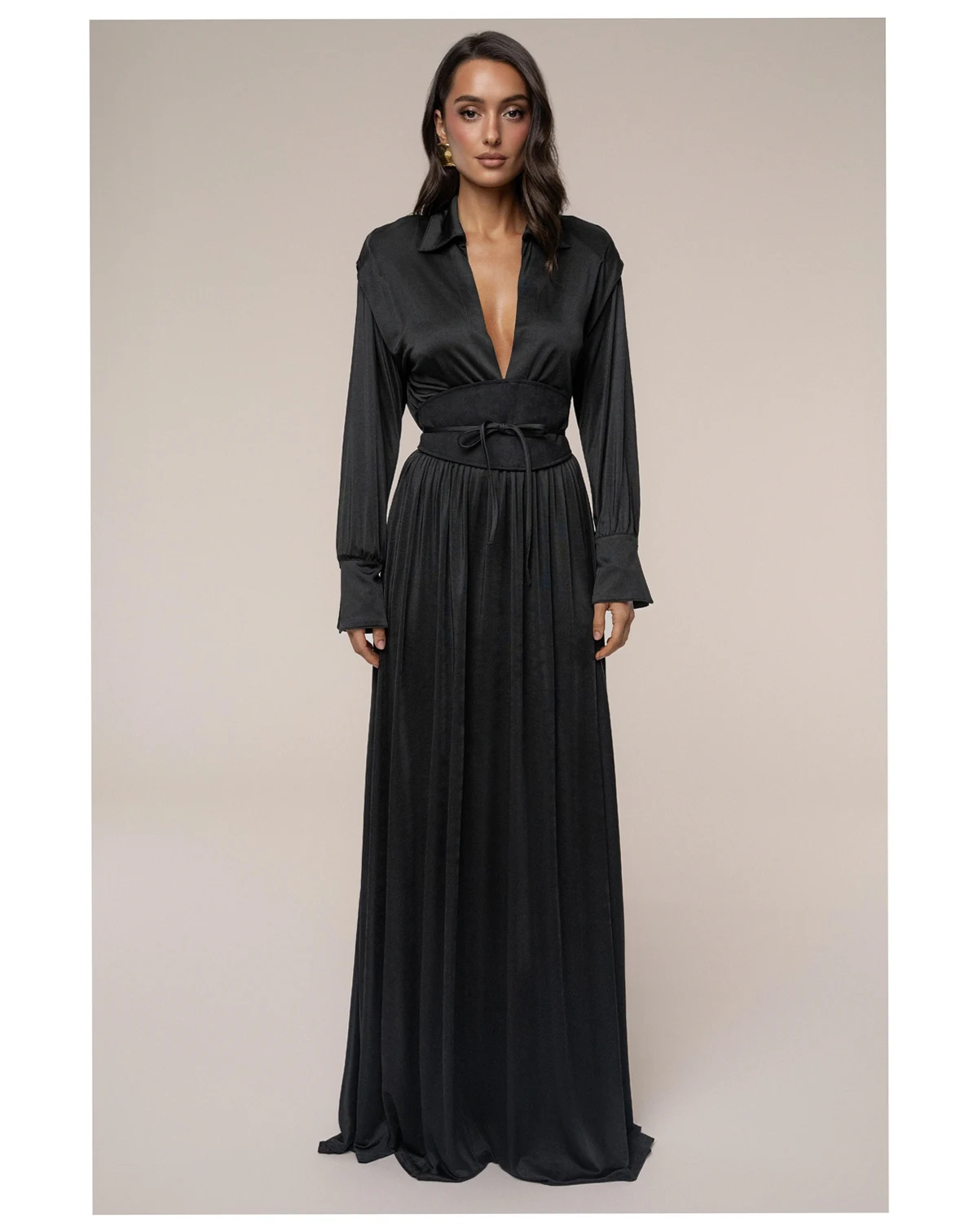 Women's High Line Collar Maxi Dress