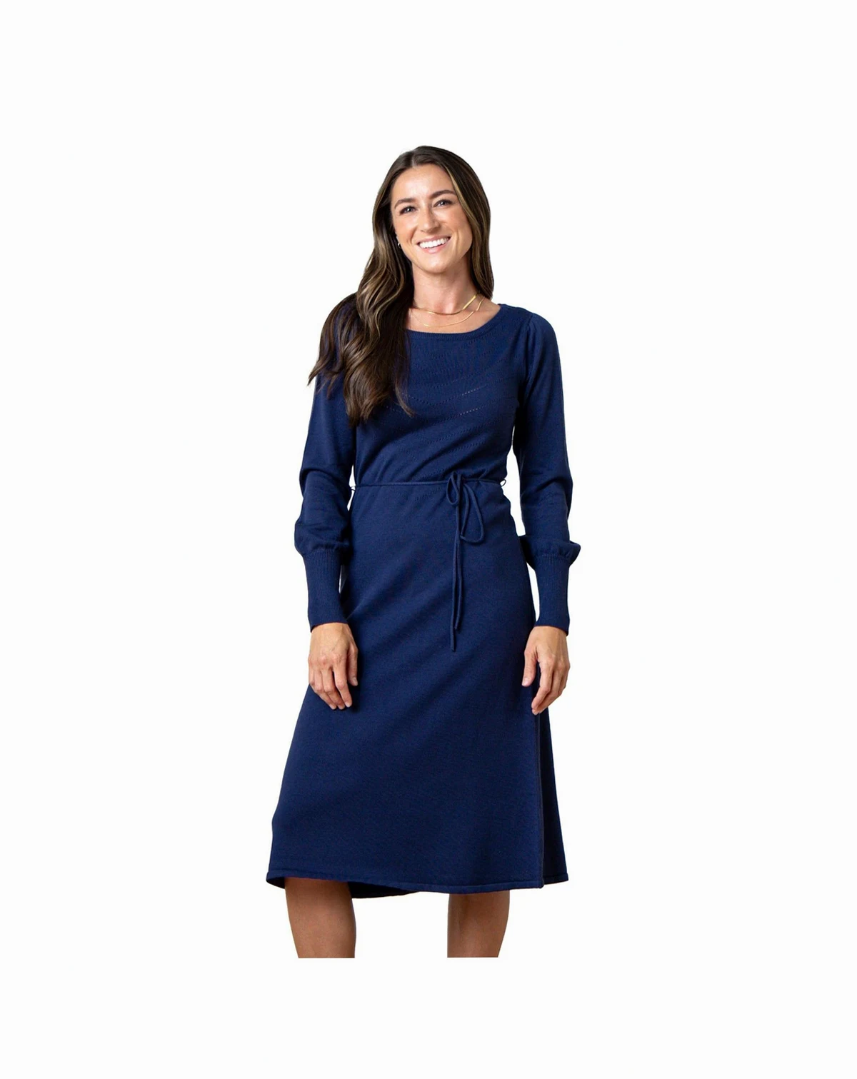 Women's Organic Bellow Sleeve Pointelle Sweater Dress