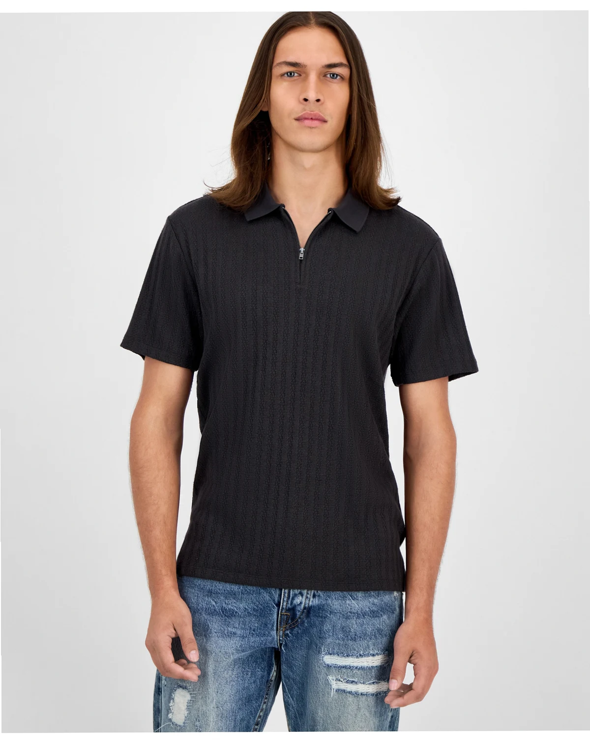 Men's Grady Short Sleeve Textured Quarter-Zip Polo Sweater