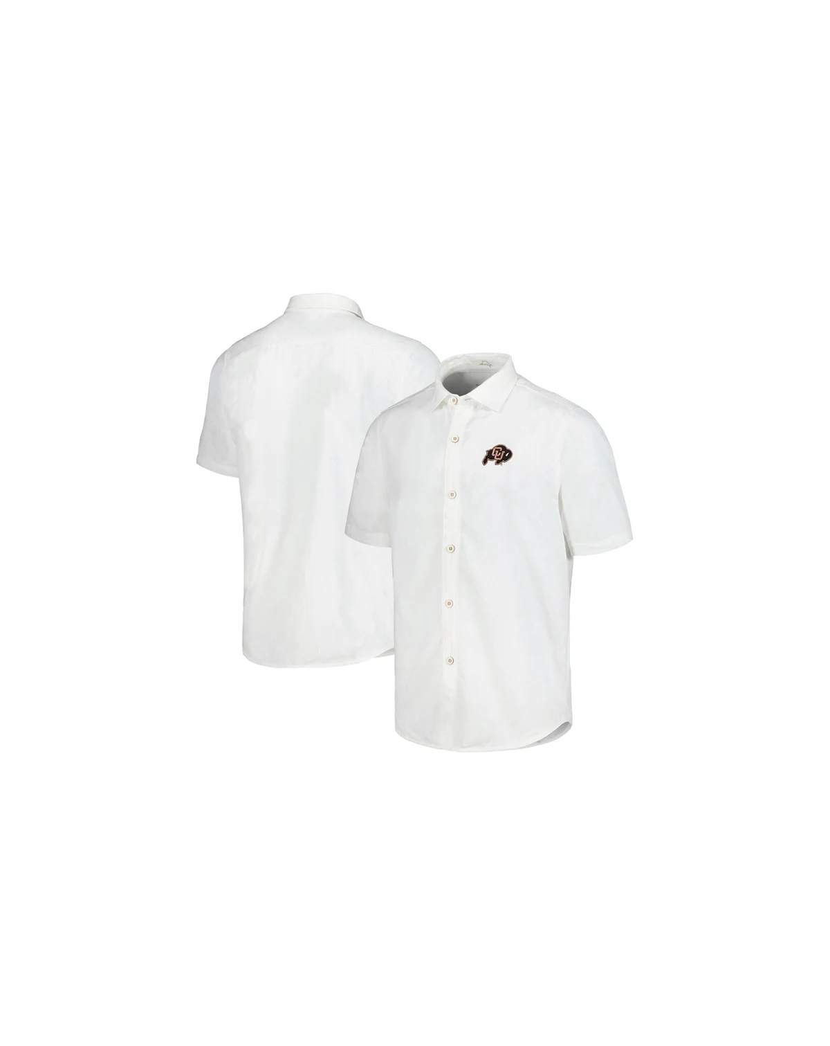 Men's White Colorado Buffaloes Coconut Point Palm Vista IslandZone Camp Button-Up Shirt