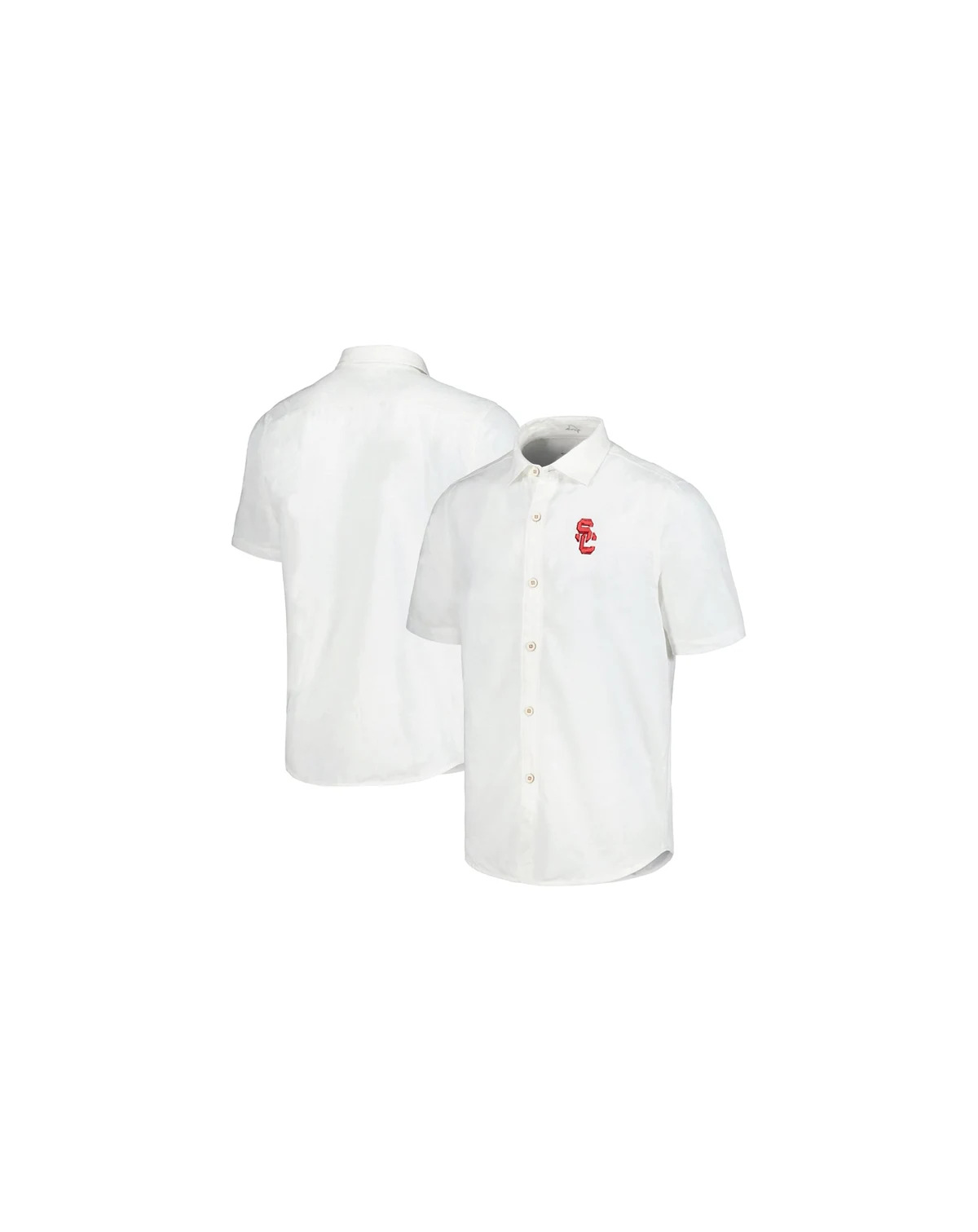 Men's White USC Trojans Coconut Point Palm Vista IslandZone Camp Button-Up Shirt