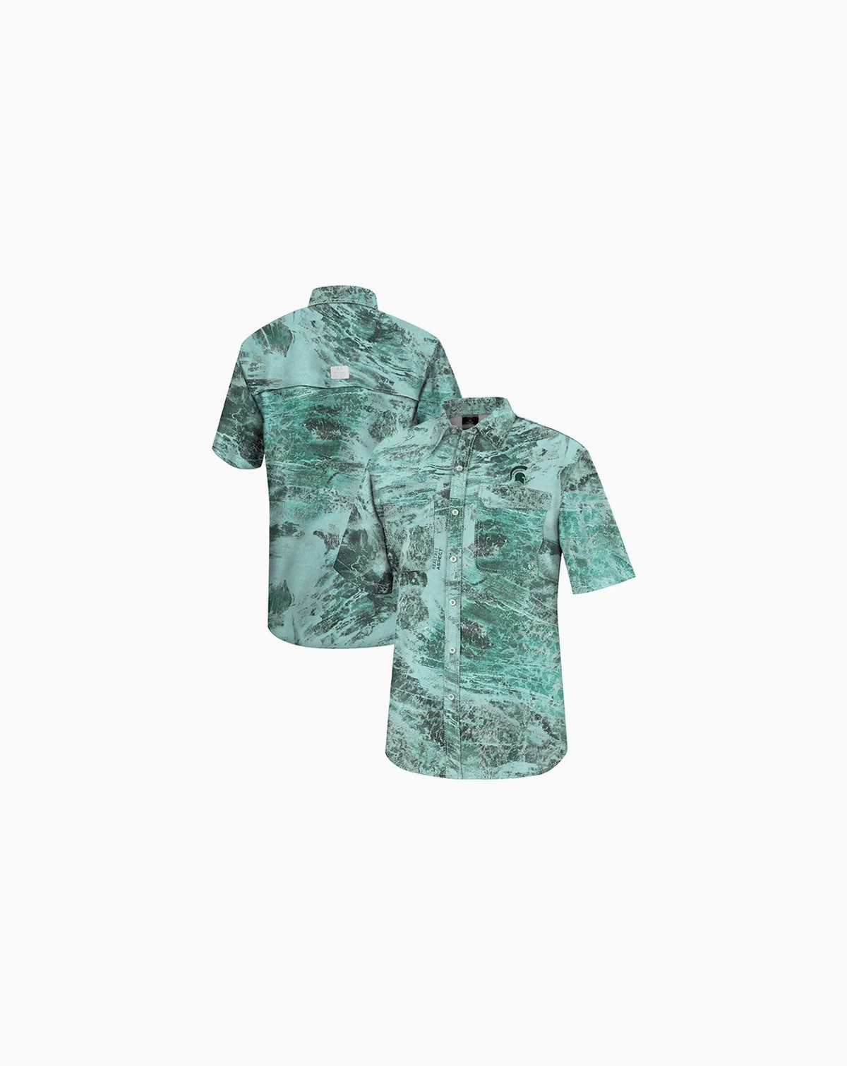 Men's Green Michigan State Spartans Real tree Aspect Charter Full-Button Fishing Shirt