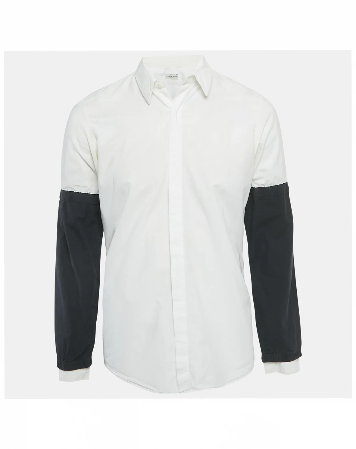 Men's White Cotton Layered Sleeve Shirt
