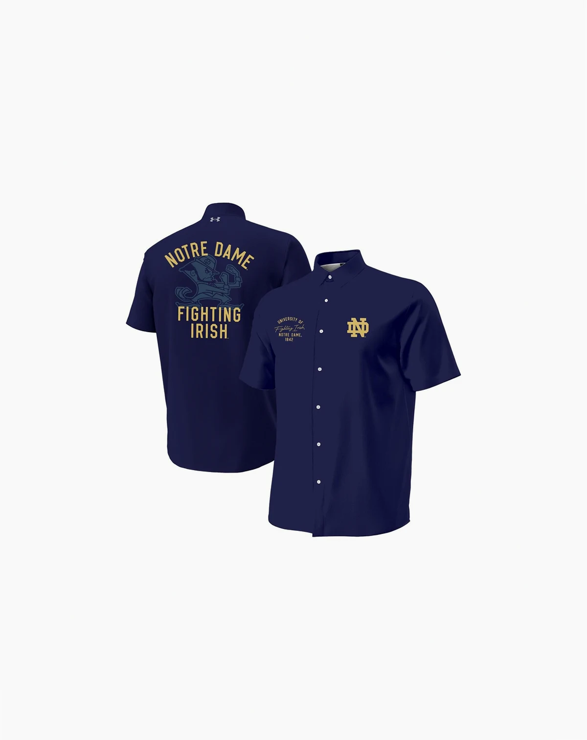 Men's Navy Notre Dame Fighting Irish Gameday ArmourFuse Camp Button-Up Shirt
