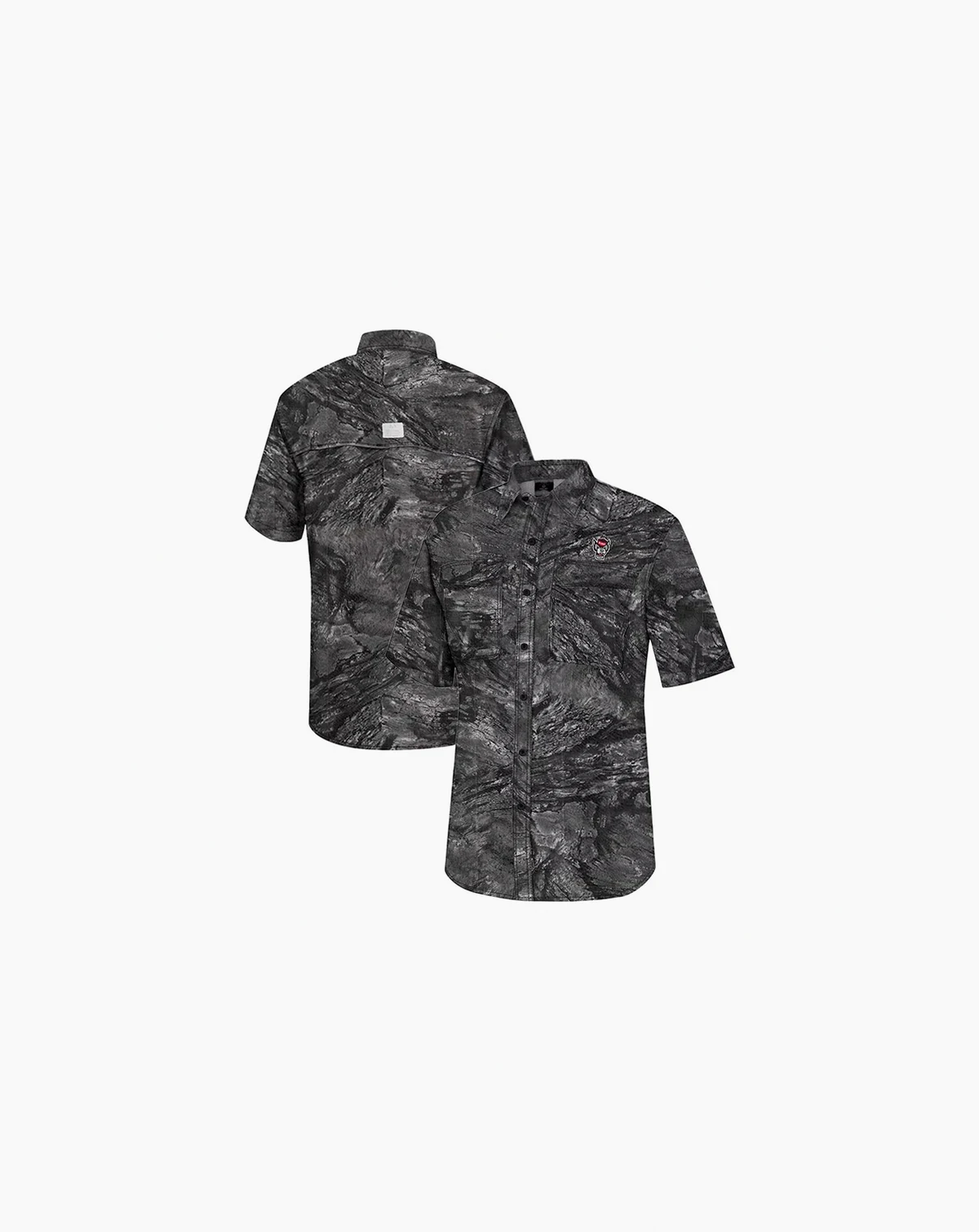 Men's  Charcoal NC State Wolfpack Realtree Aspect Charter Full-Button Fishing Shirt