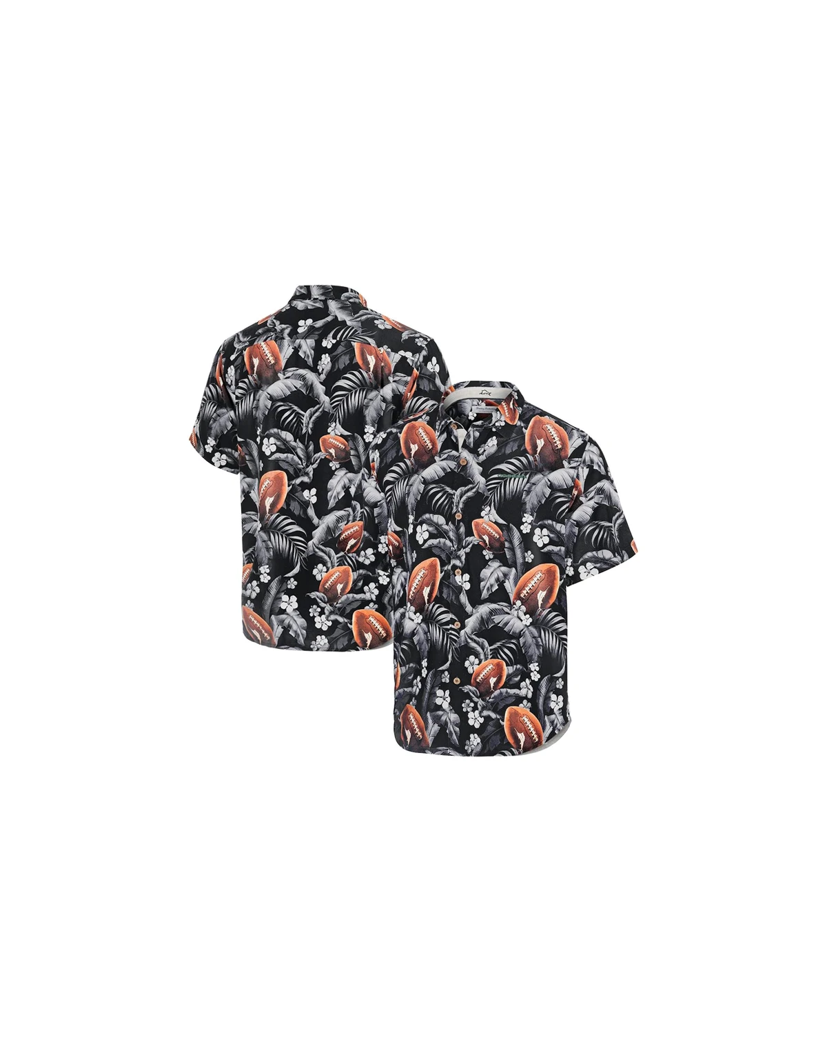 Men's Black Oregon Ducks Veracruz Cay First Down Blooms Button-Up Shirt